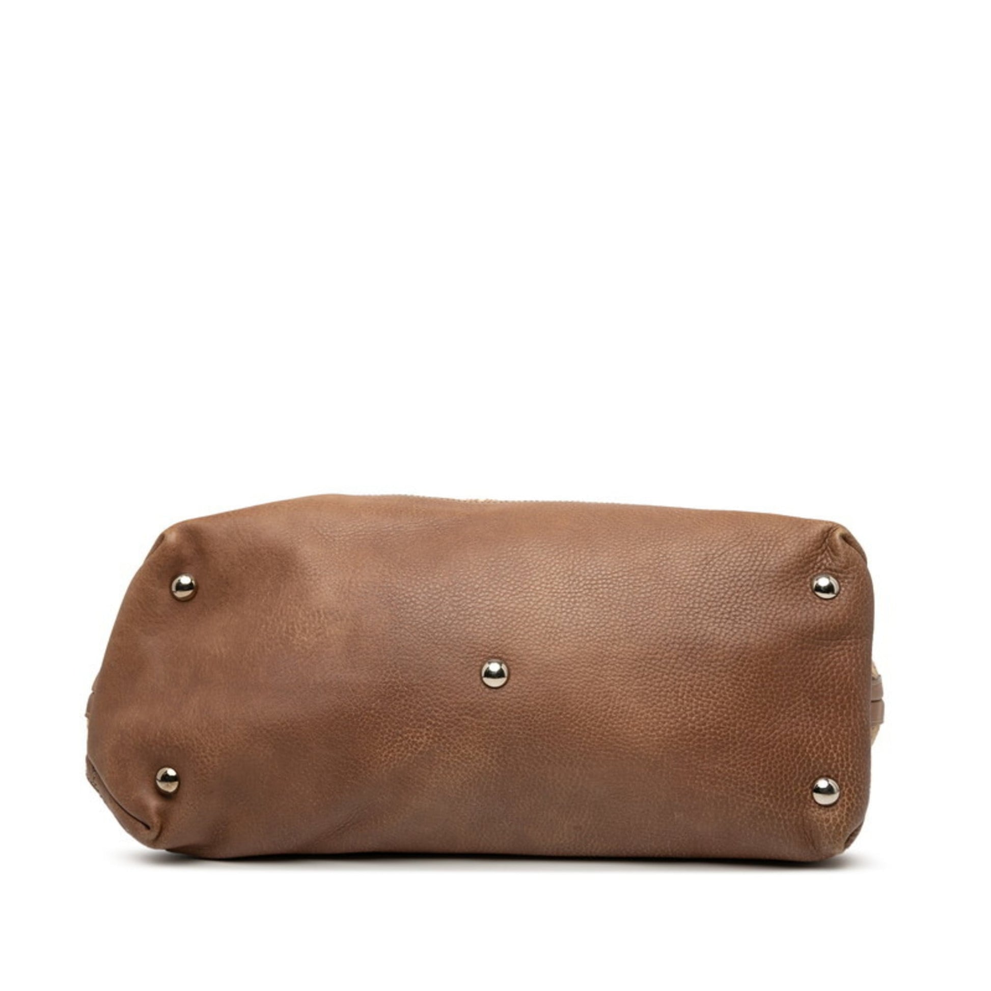 Gucci Brown Multi-Color Leather Straw Tote Bag