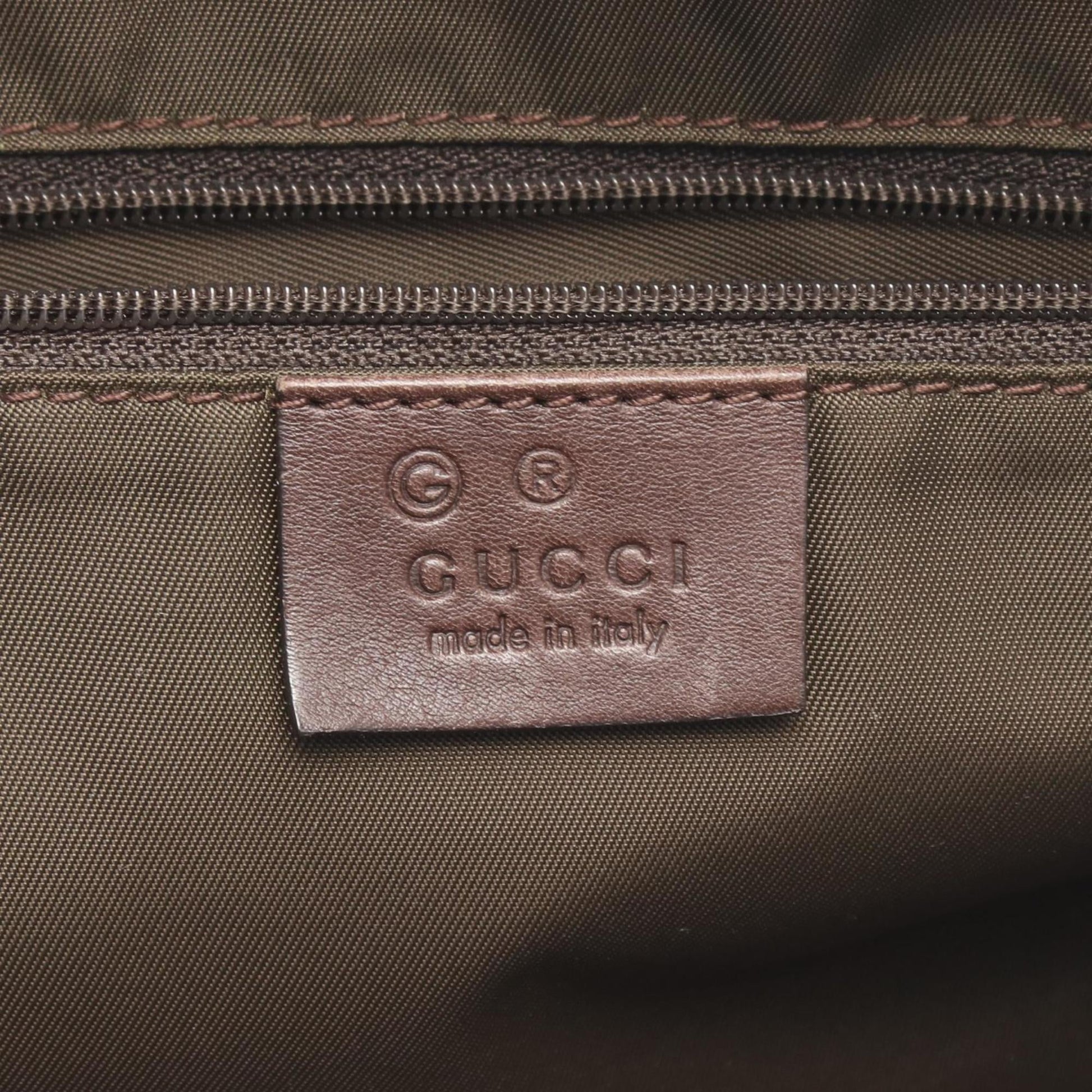 Gucci Beige Brown Canvas Leather Boston Bag Handbag