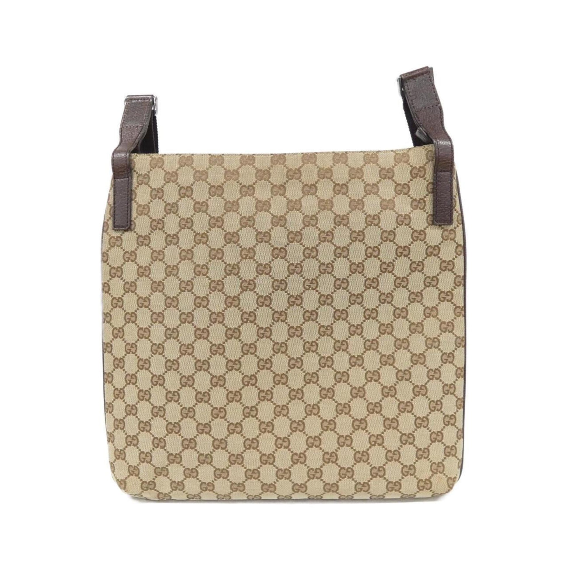 Gucci Gg Canvas Beige Dark Brown Gg Canvas Shoulder Bag