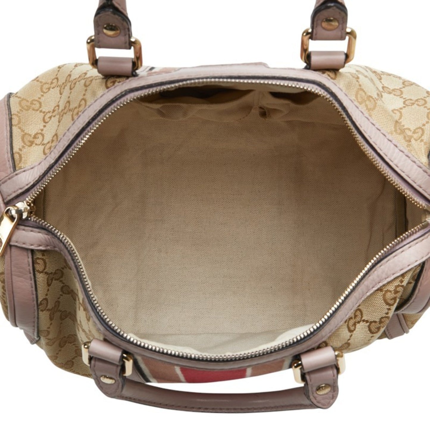 Gucci Beige Pink Canvas Leather Handbag Shoulder Bag