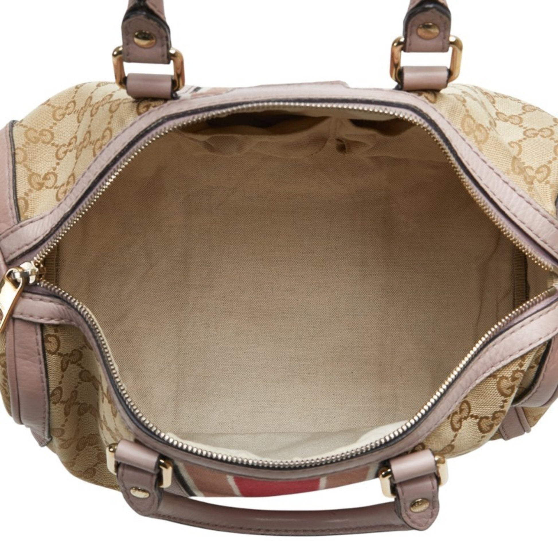 Gucci Beige Pink Canvas Leather Handbag Shoulder Bag