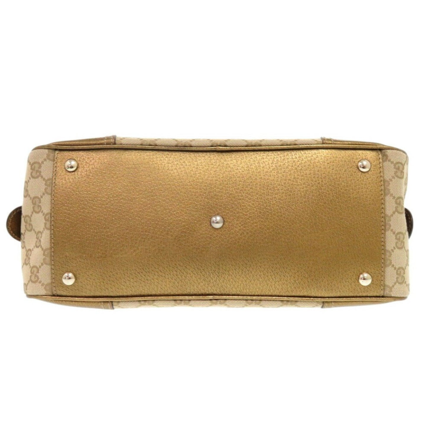 Gucci Beige Gold Gg Canvas Boston Bag Handbag