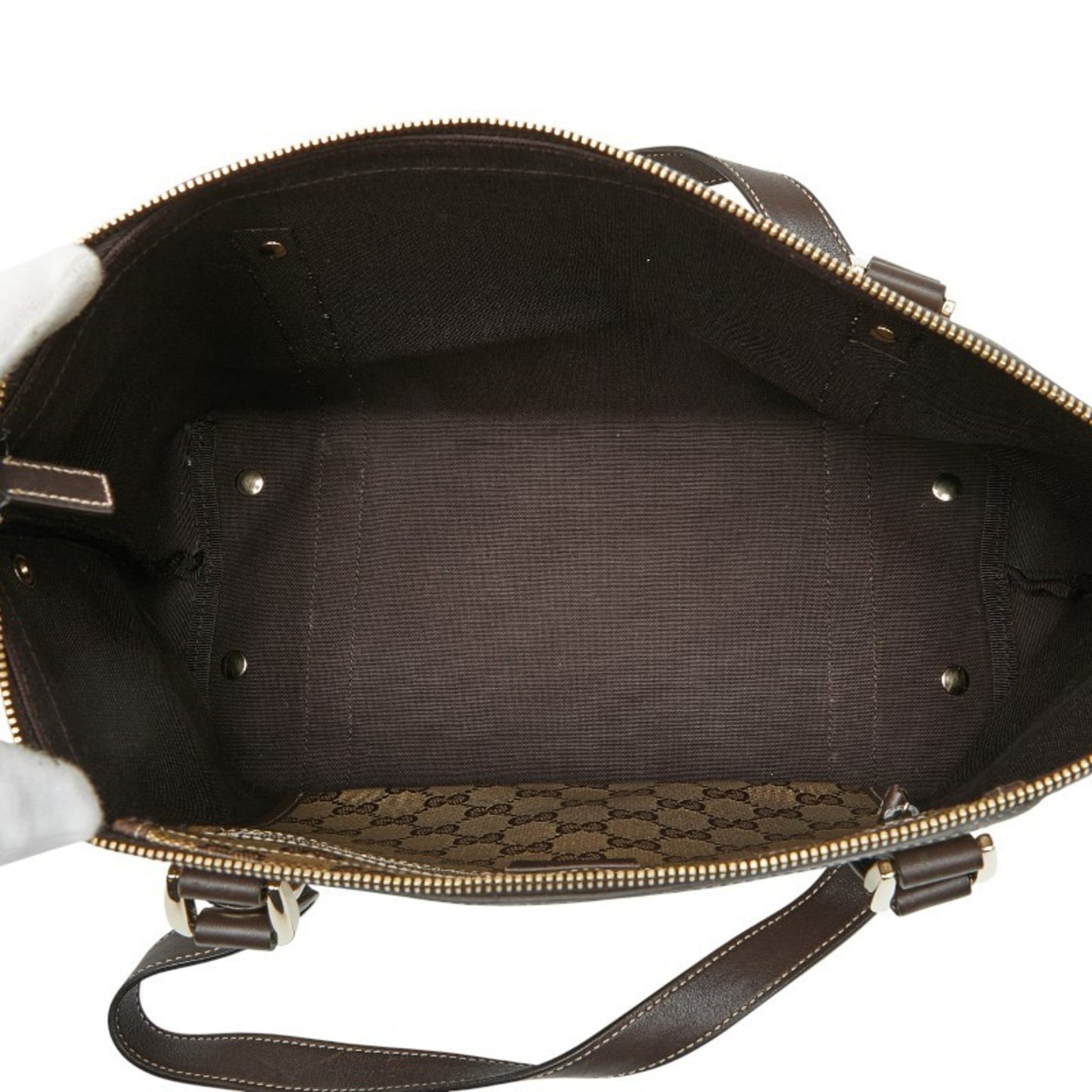 Gucci Gg Crystal Beige Brown Pvc Leather Tote Bag
