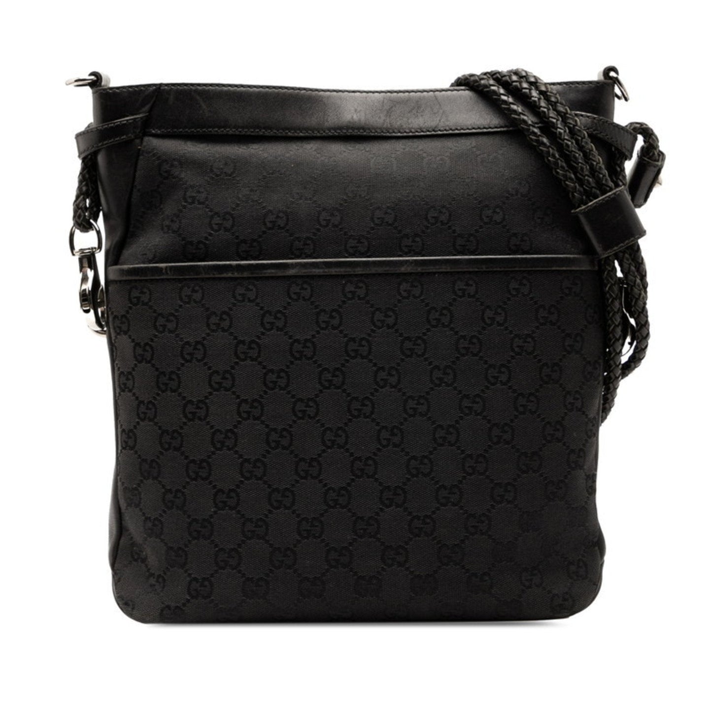 Gucci Black Canvas Leather Shoulder Bag