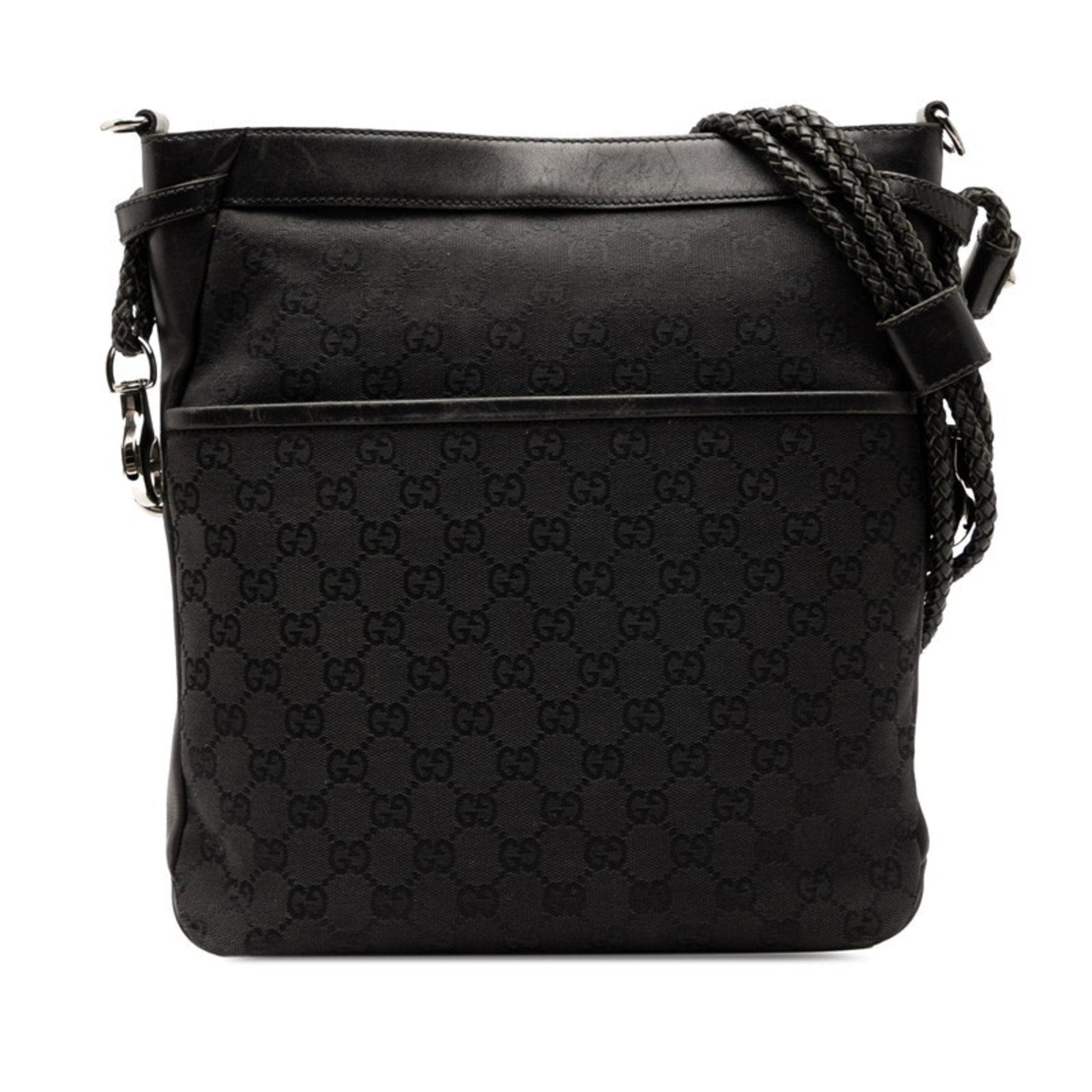 Gucci Black Canvas Leather Shoulder Bag