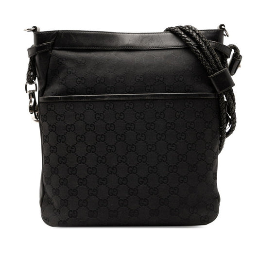 Gucci Black Canvas Leather Shoulder Bag