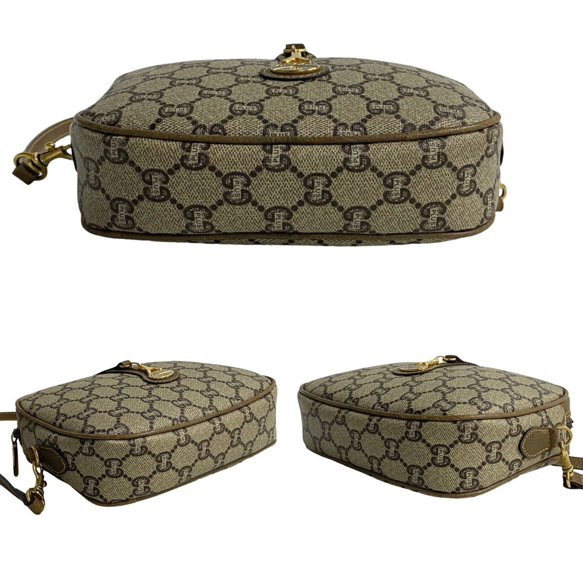 Gucci Brown Leather Pvc Pochette Shoulder Bag