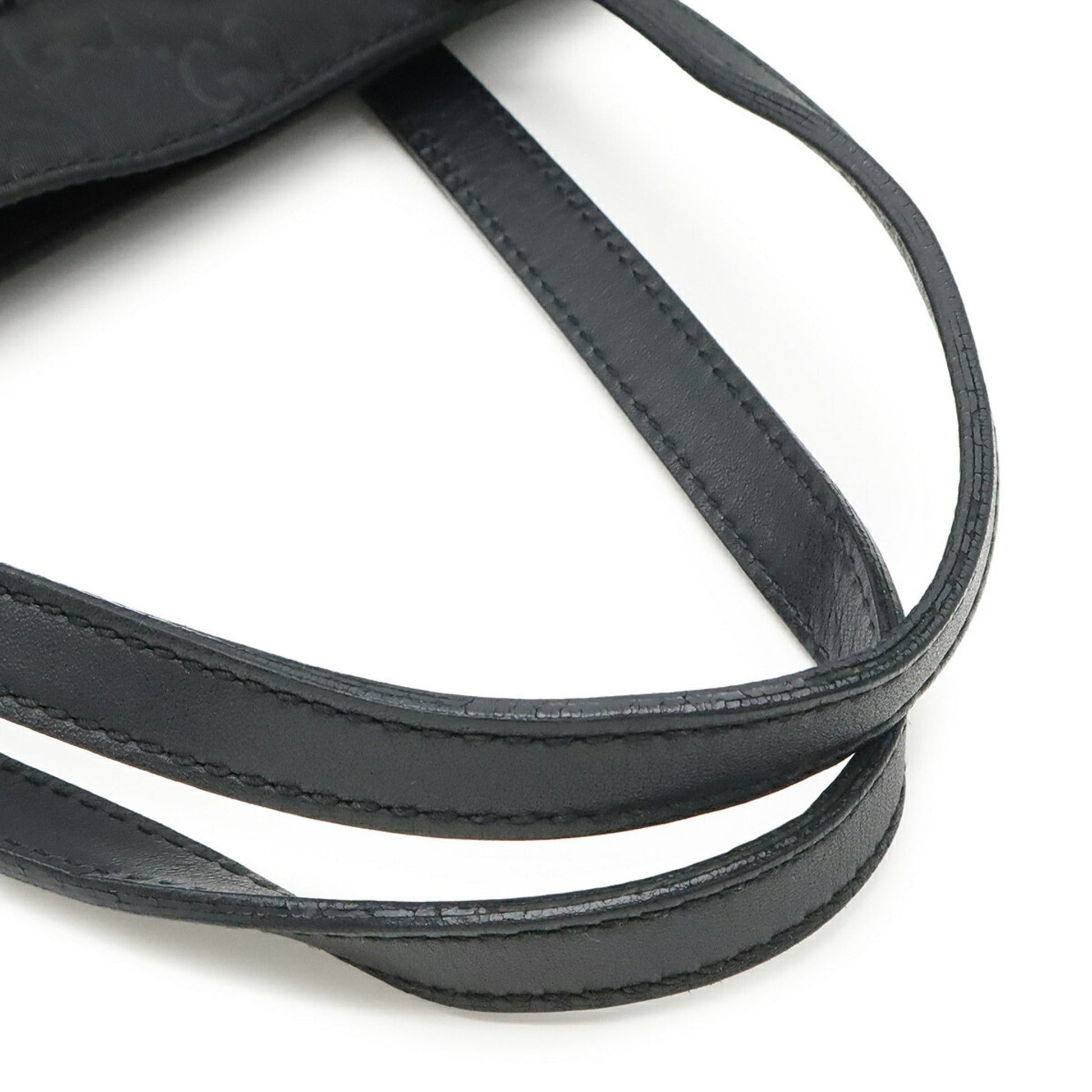 Gucci Black Nylon Leather Handbag Tote Bag