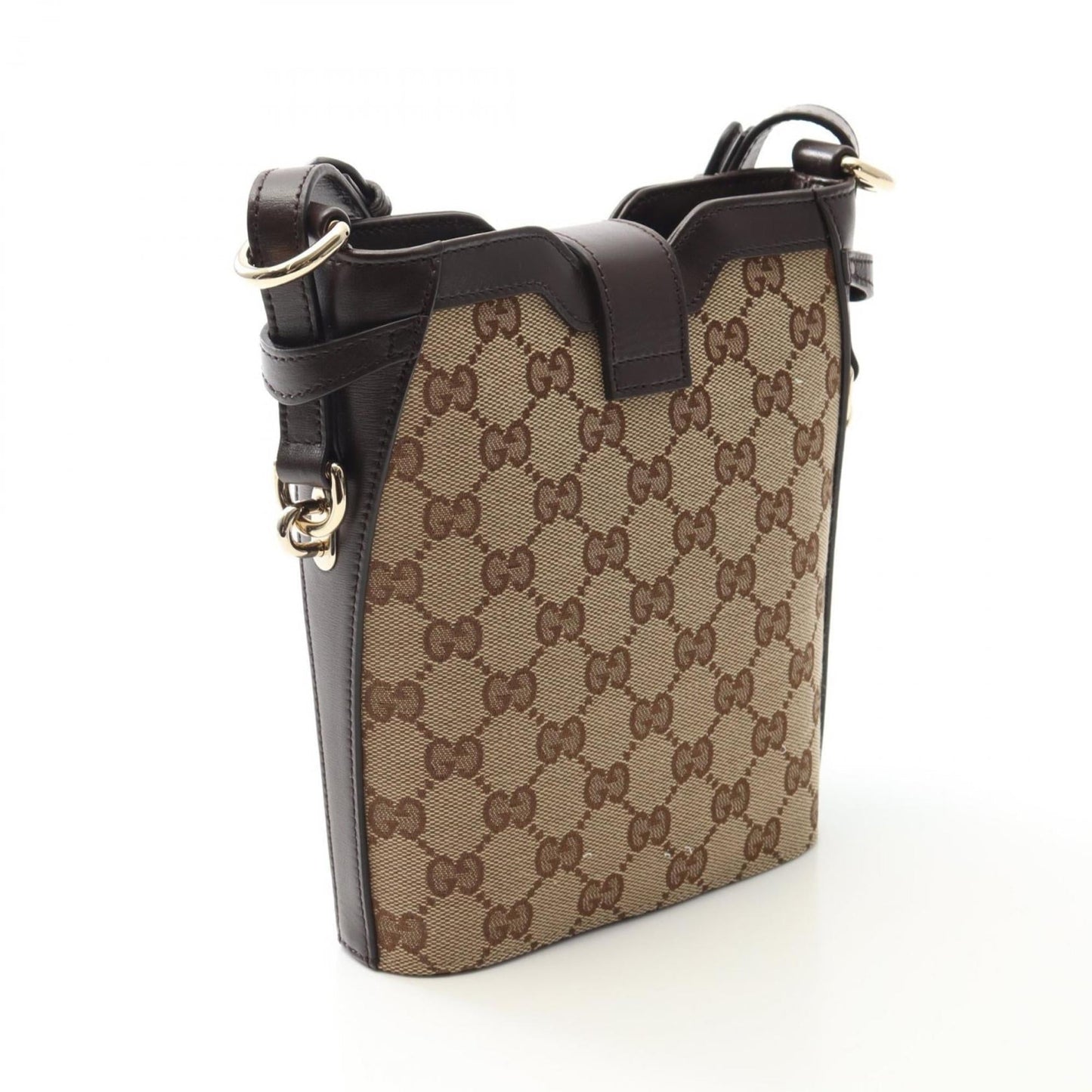Gucci Beige Brown Canvas Leather Shoulder Bag