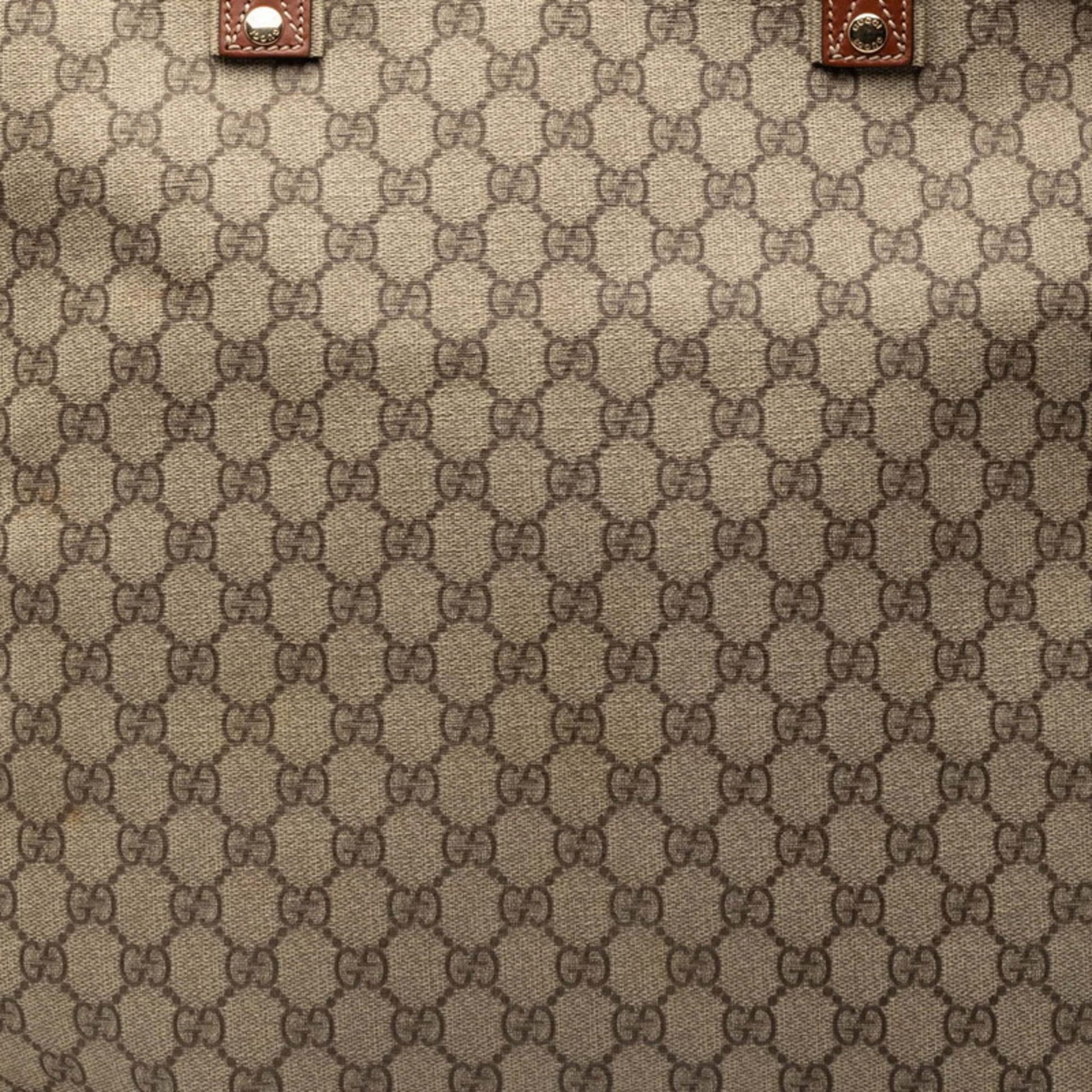 Gucci Beige Brown Gg Supreme Pvc Leather Tote Bag