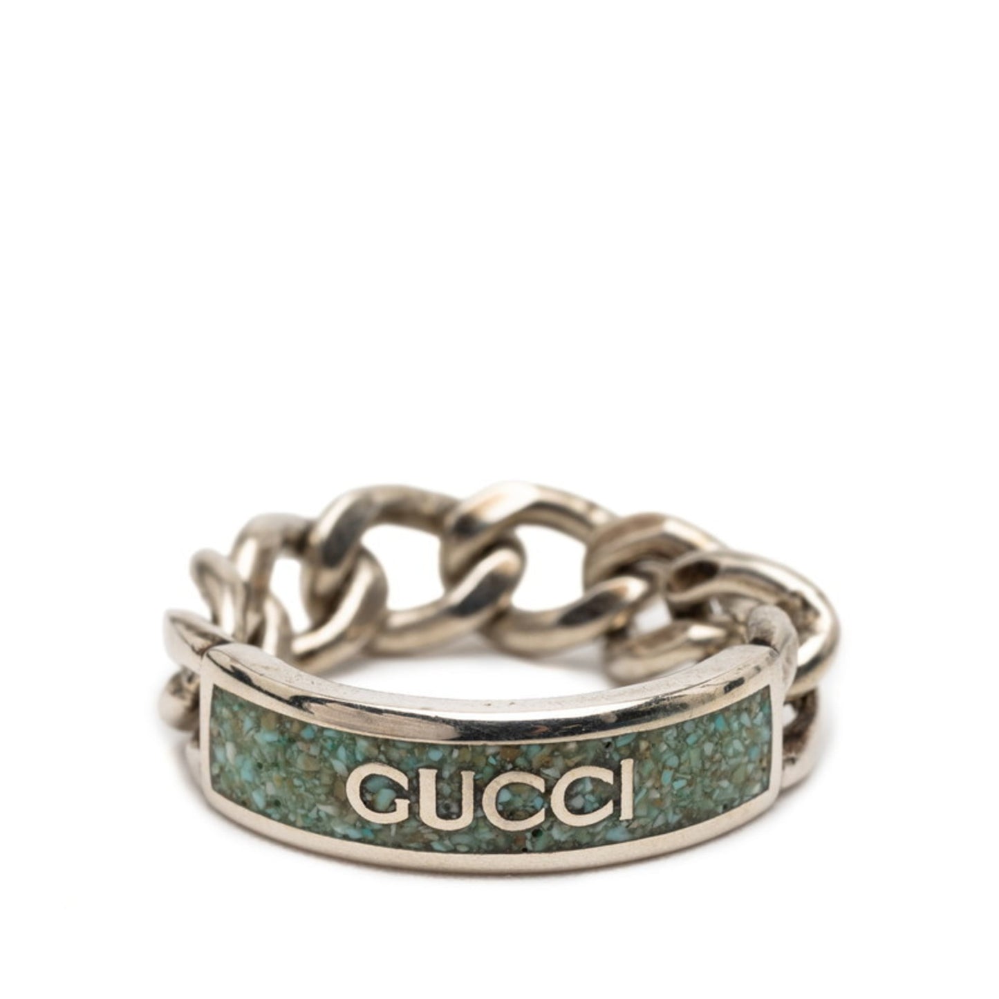 Gucci Silver Light Blue Enamel Silver 925 Band Ring