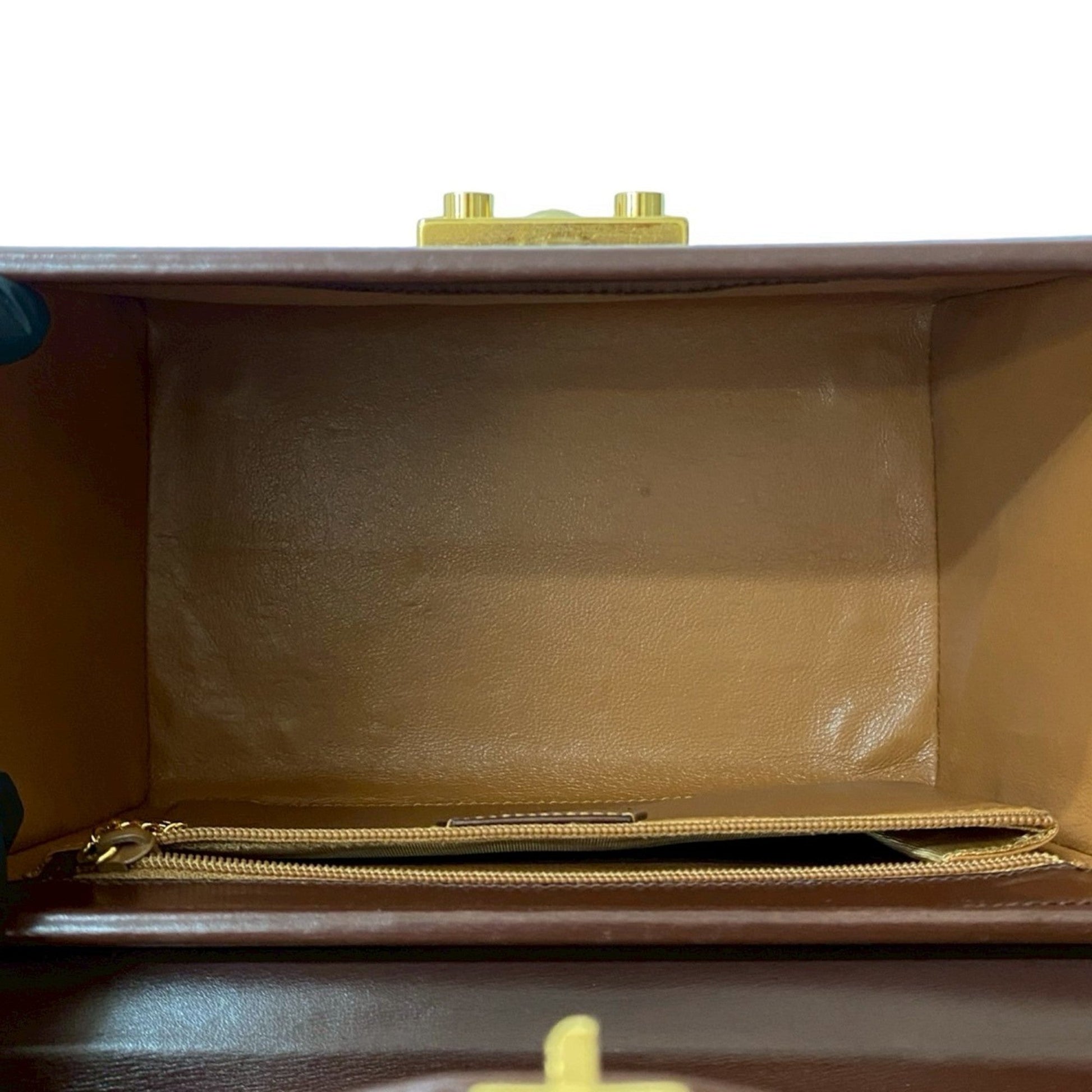 Gucci Brown Leather Handbag Vanity Bag