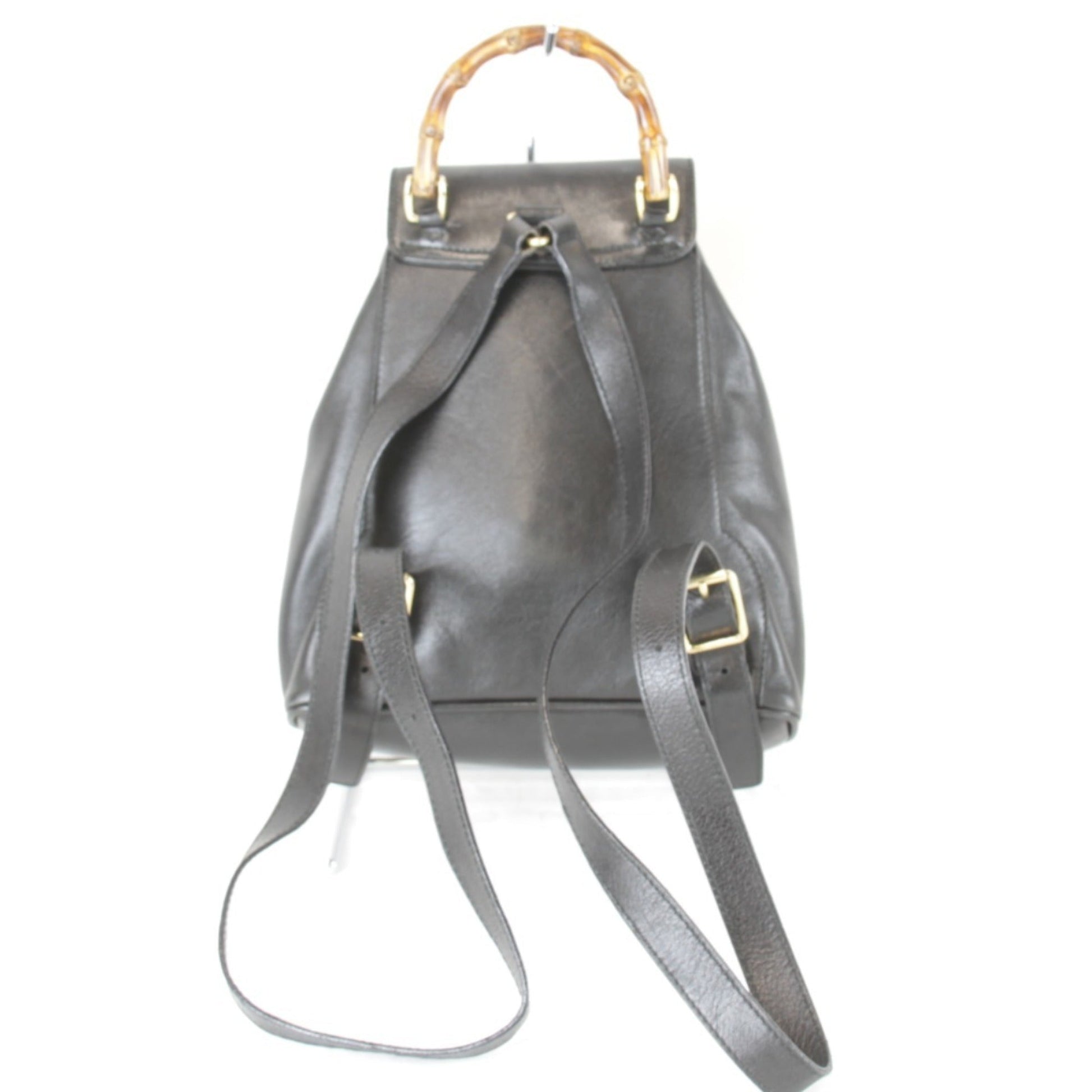 Gucci Black Bamboo Leather Backpack