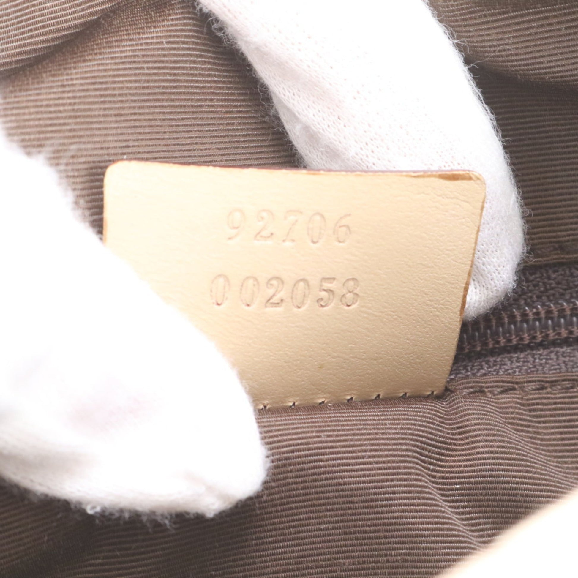 Gucci Beige Leather Canvas Shoulder Bag