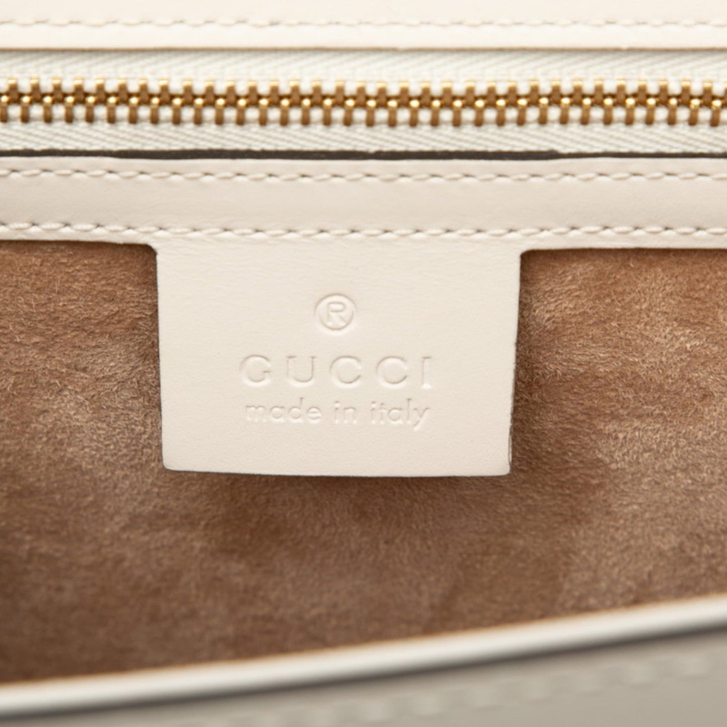 Gucci Ivory Navy Leather Canvas Shoulder Bag