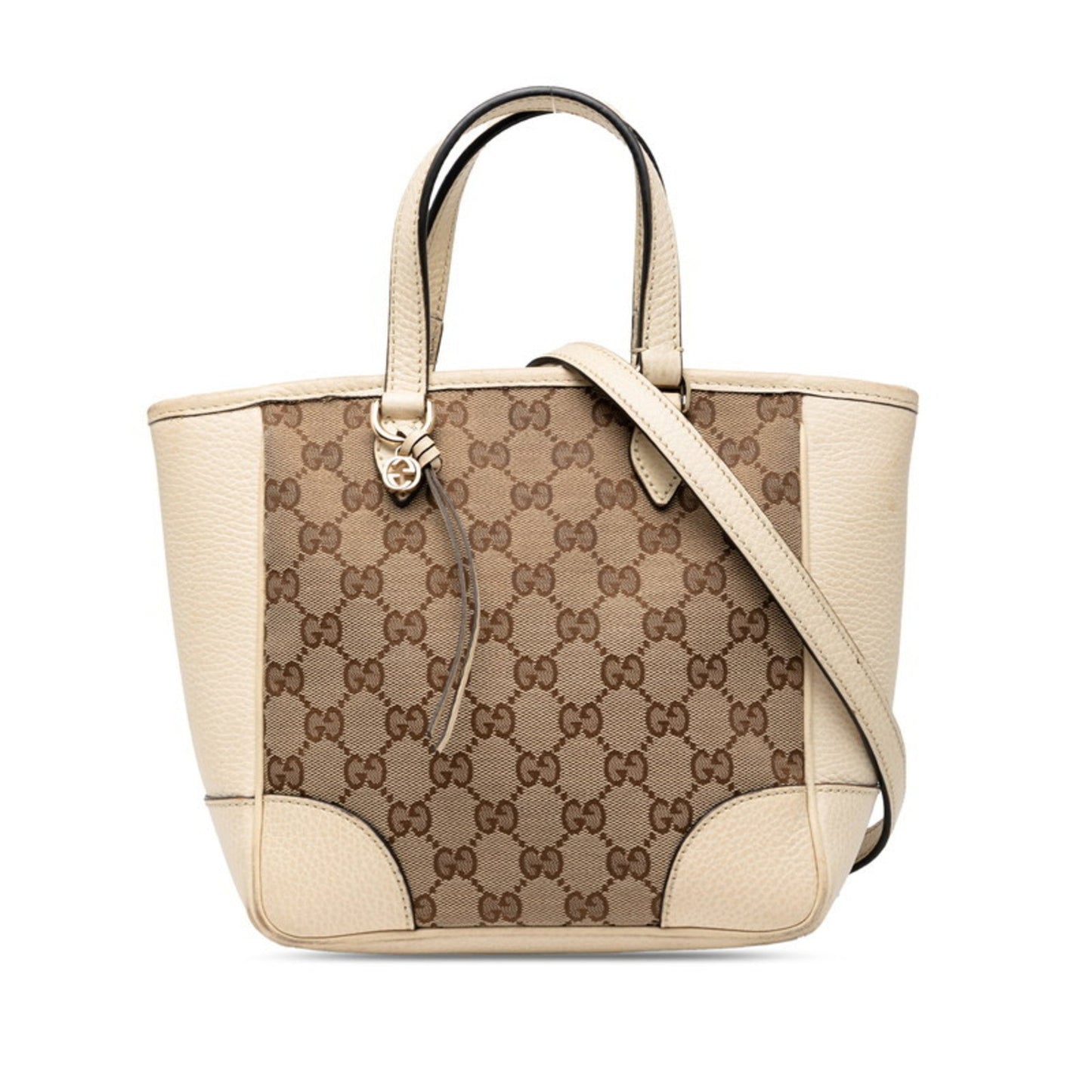 Gucci Beige Ivory Canvas Leather Handbag Shoulder Bag