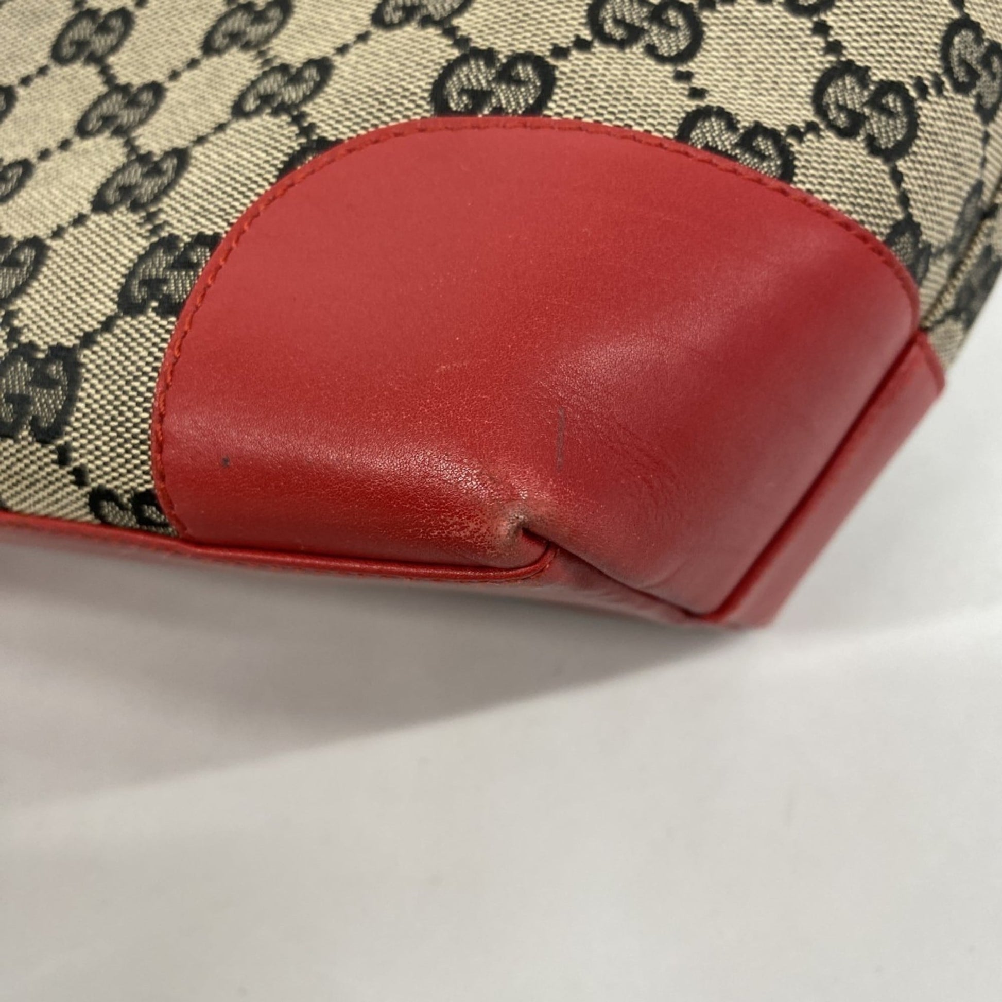 Gucci Beige Black Red Color Canvas Tote Bag