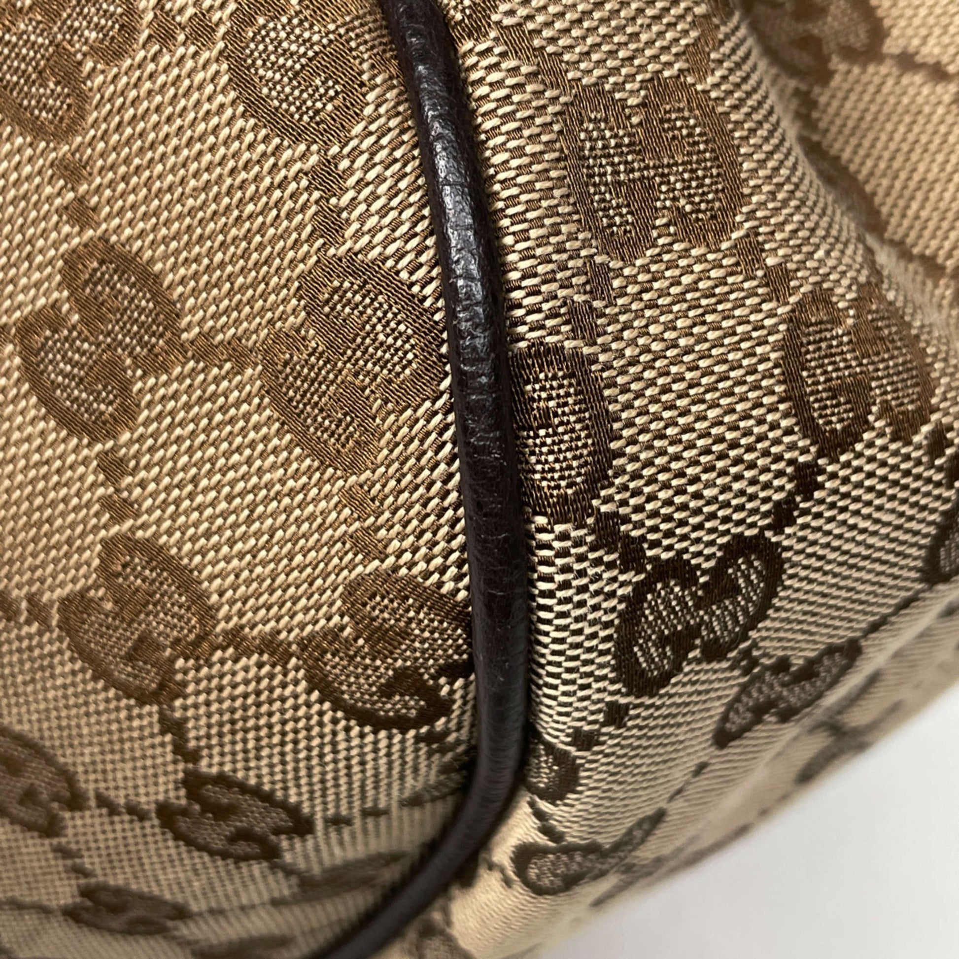 Gucci Beige Brown Gg Canvas Leather Shoulder Bag