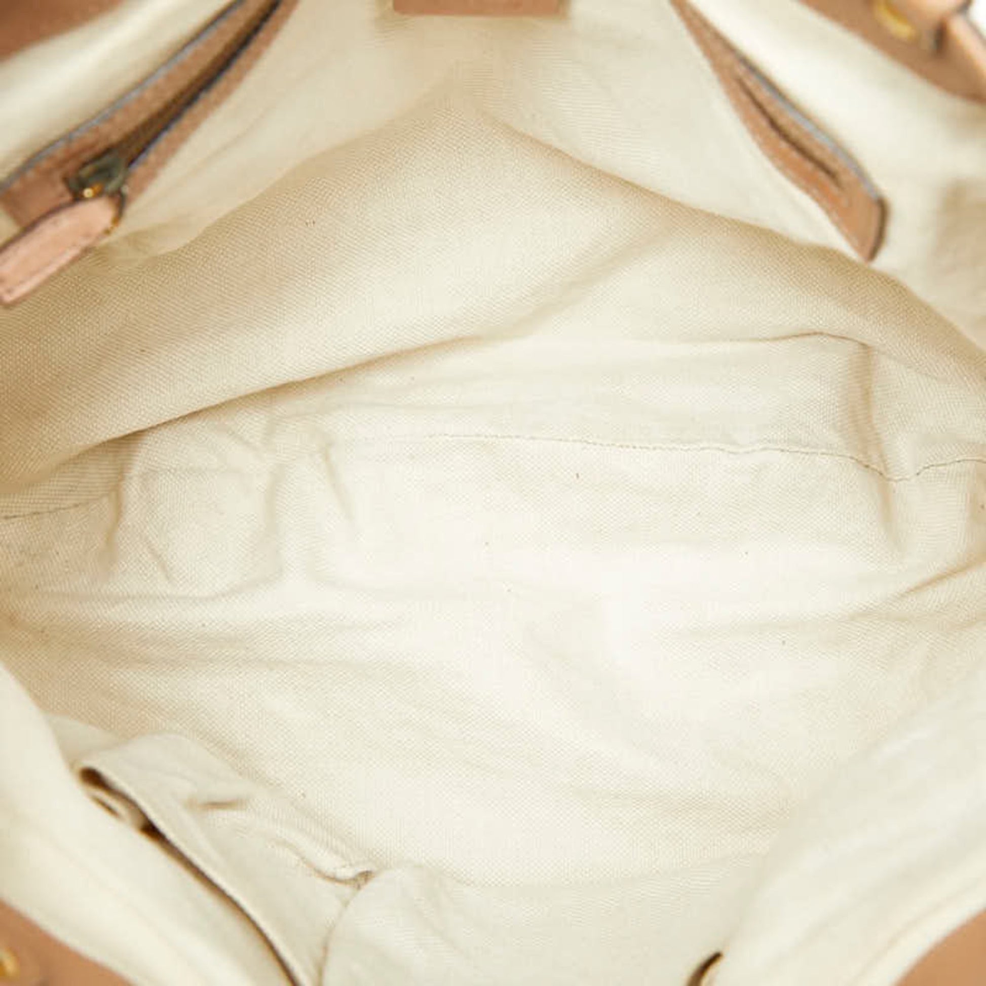 Gucci Beige Pink Canvas Leather Handbag
