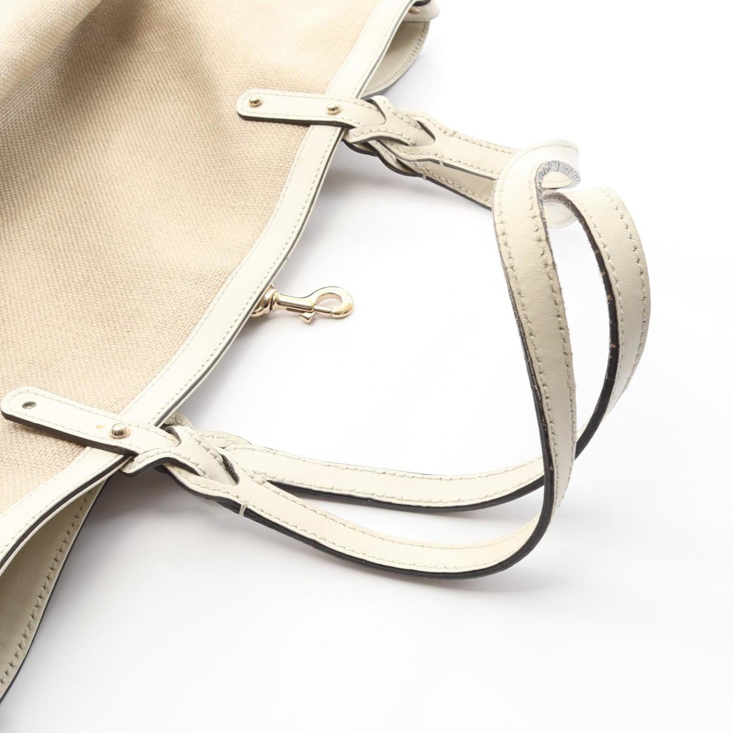 Gucci Beige Canvas Leather Tote Bag