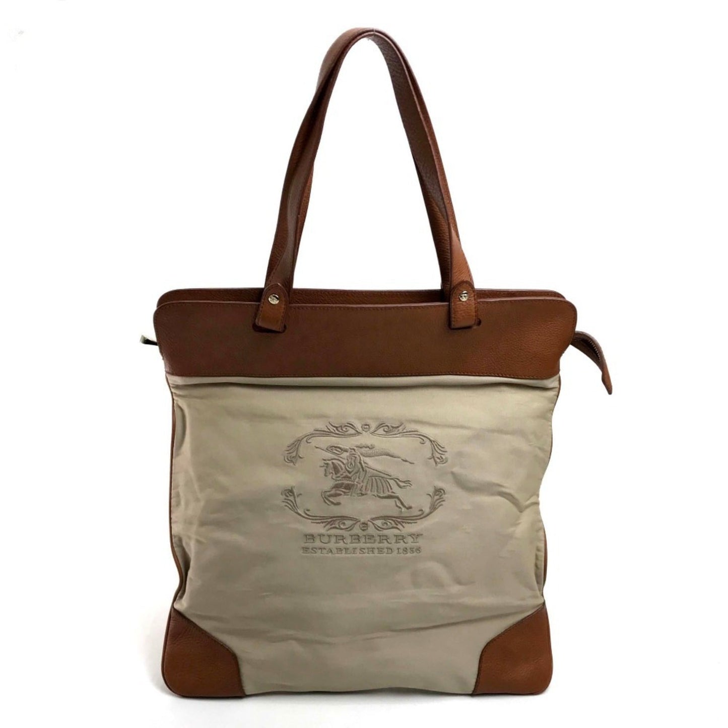 Burberry Tote Bag Leather Canvas Brown Tote Bag 2