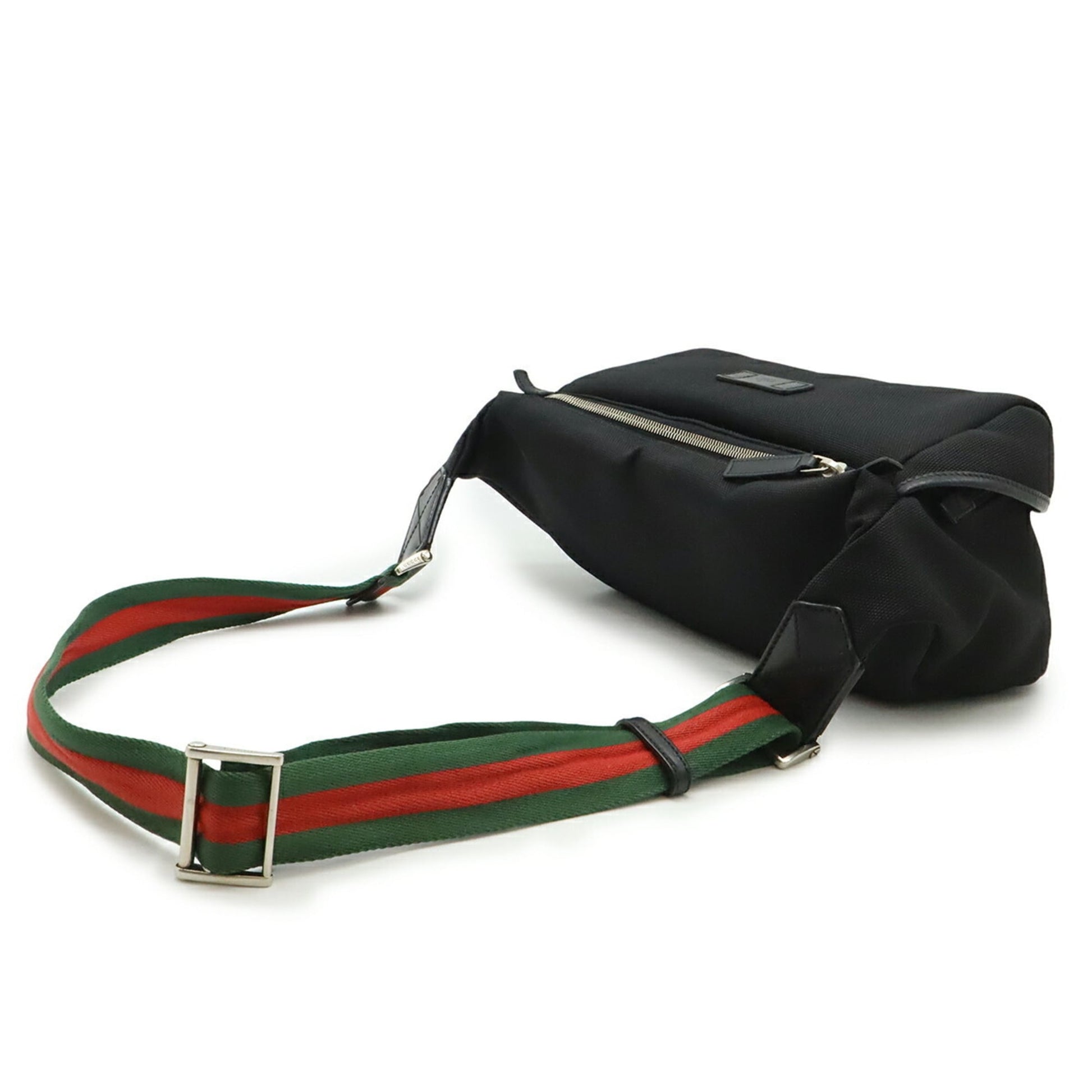 Gucci Black Green Red Color Nylon Canvas Leather Shoulder Bag Sling Bag