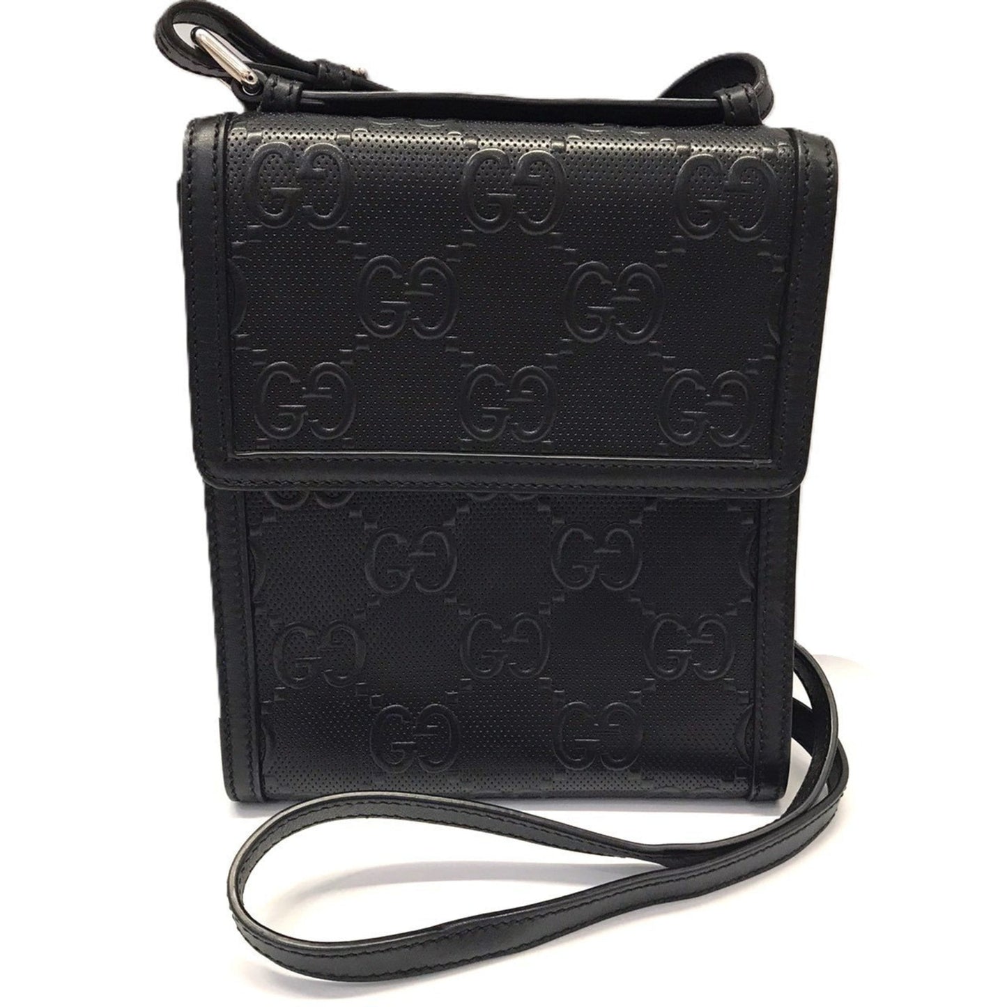 Gucci Black Gg Leather Shoulder Bag