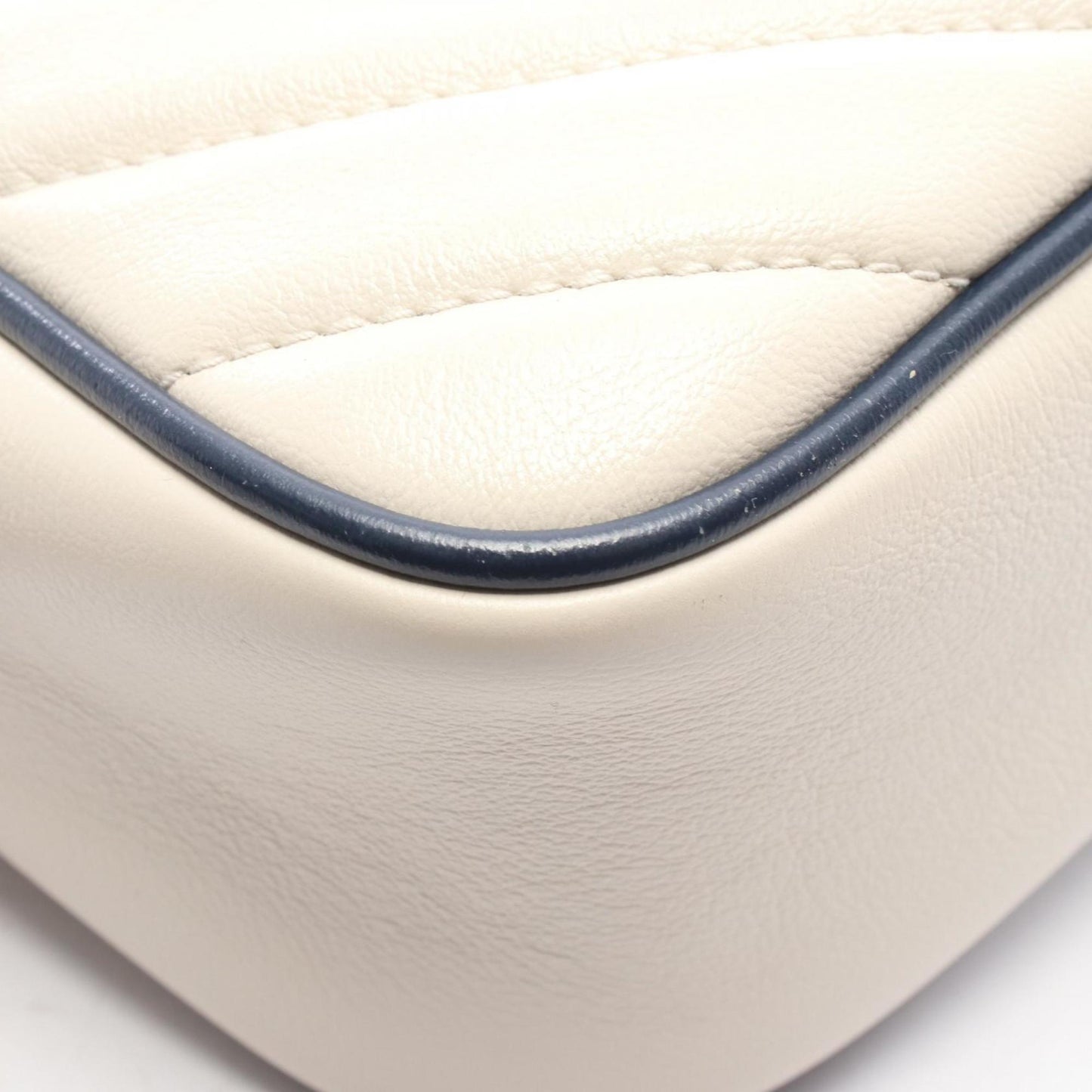 Gucci Navy White Leather Shoulder Bag