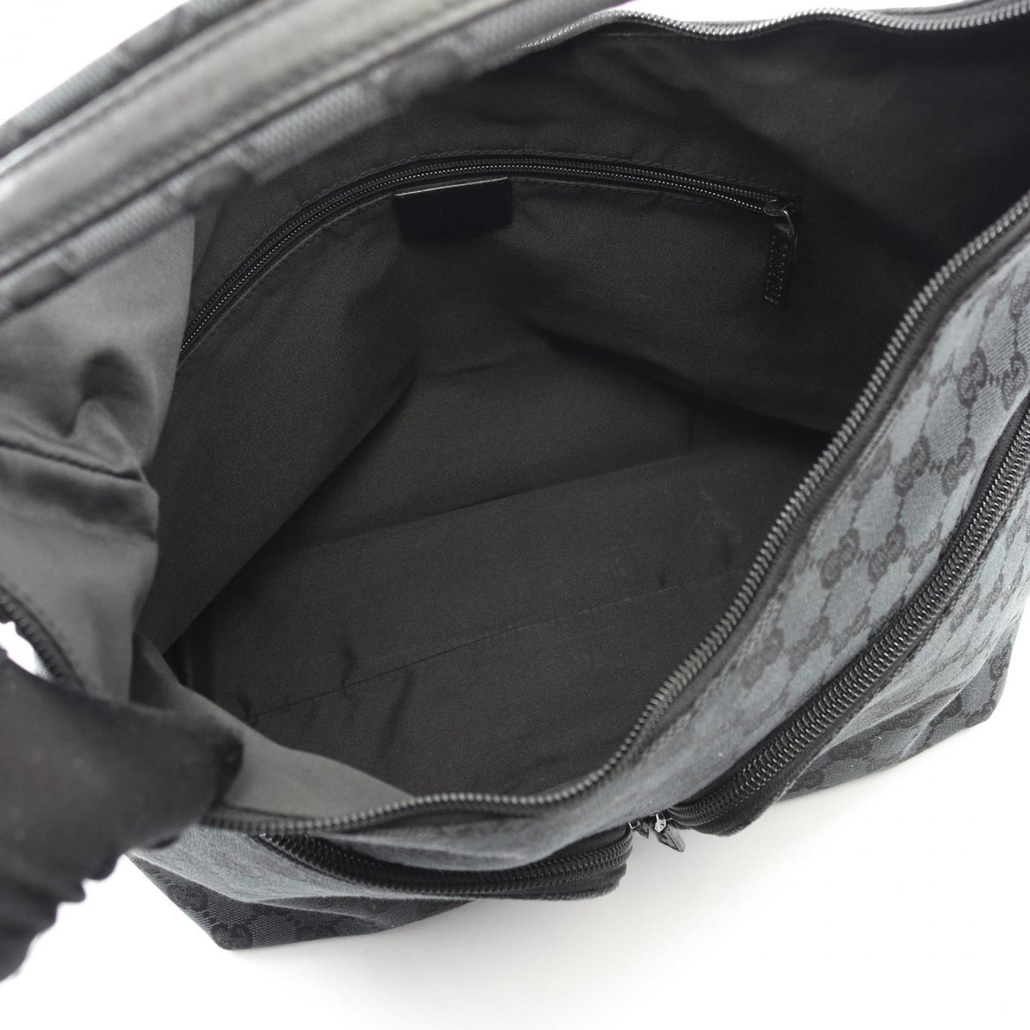 Gucci Gray Canvas Leather Shoulder Bag