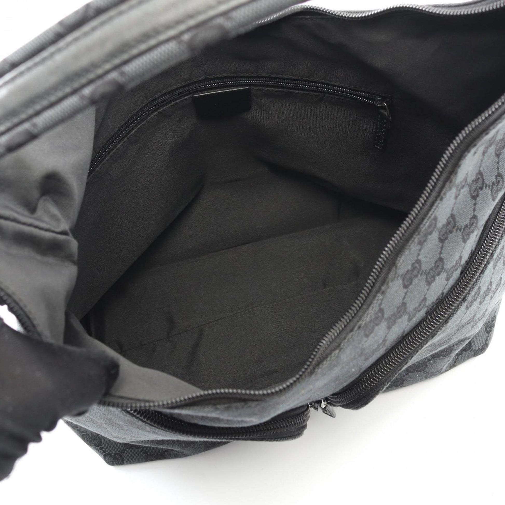 Gucci Gray Canvas Leather Shoulder Bag