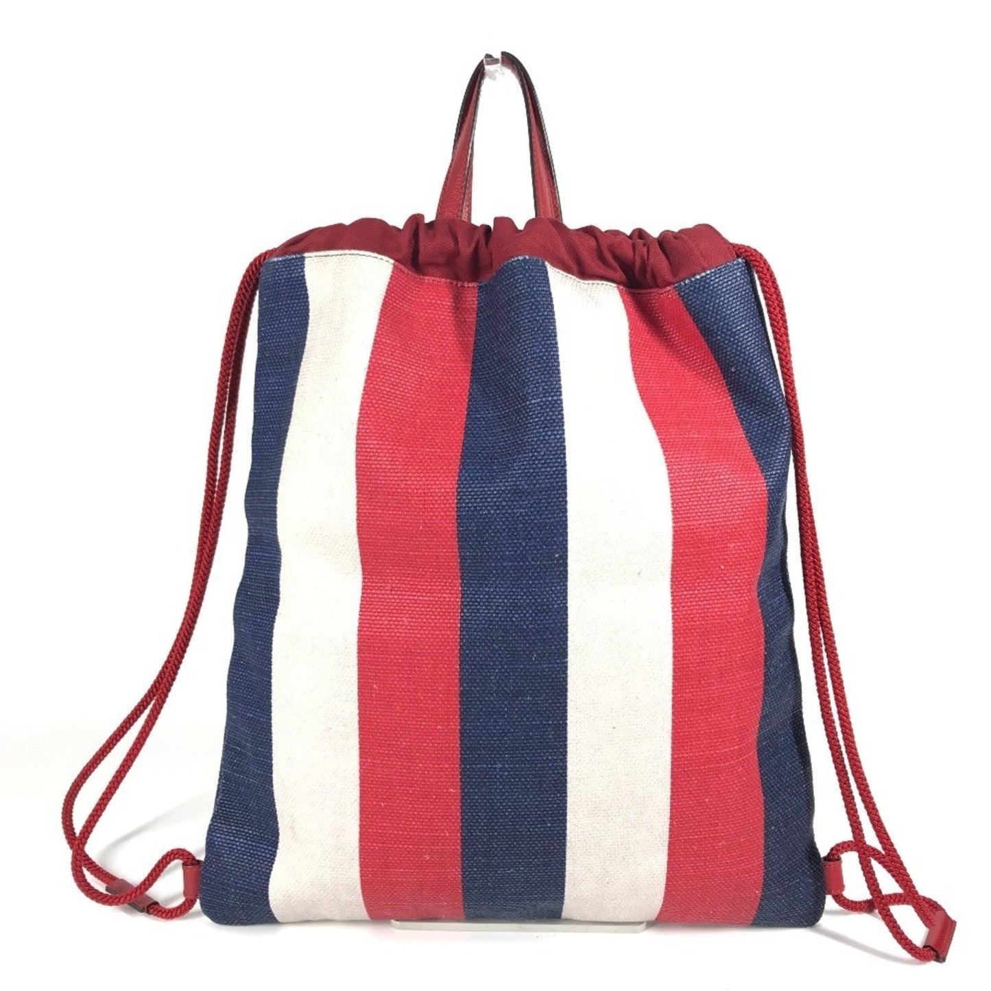 Gucci Navy Red Color White Leather Canvas Backpack Handbag Tote Bag