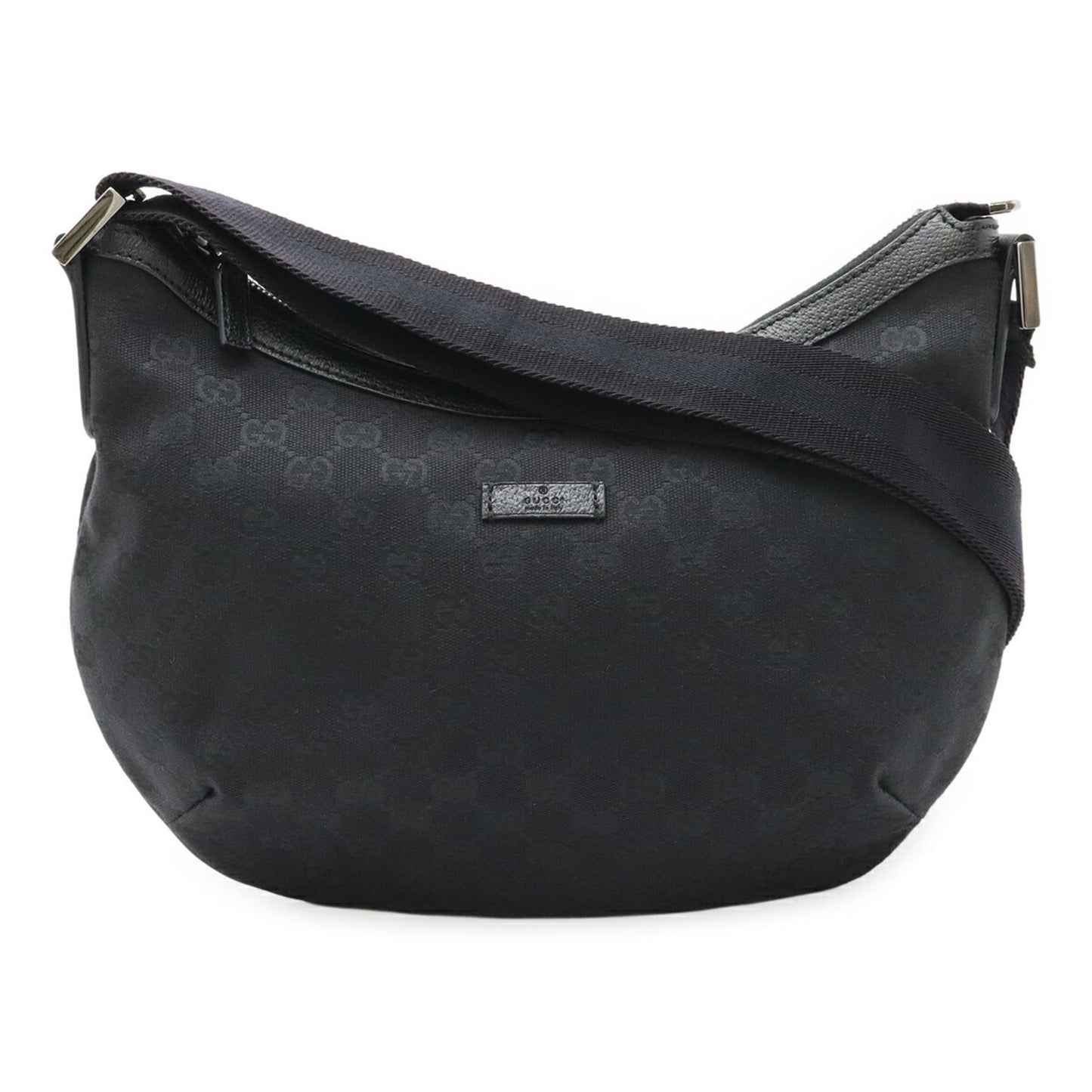 Gucci Black Gg Canvas Leather Shoulder Bag
