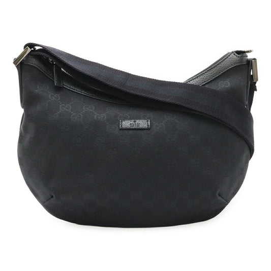 Gucci Black Gg Canvas Leather Shoulder Bag