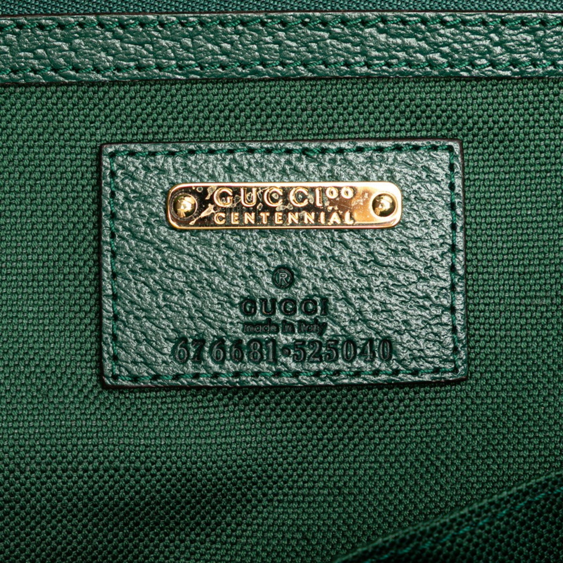 Gucci Ophidia Beige Green Multi-Color Canvas Leather Tote Bag