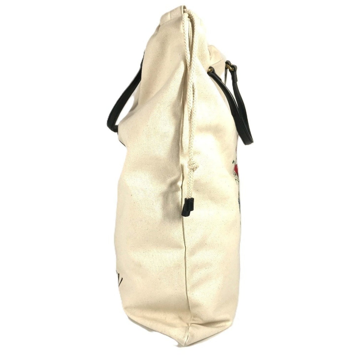 Gucci Black White Leather Canvas Shoulder Bag Tote Bag