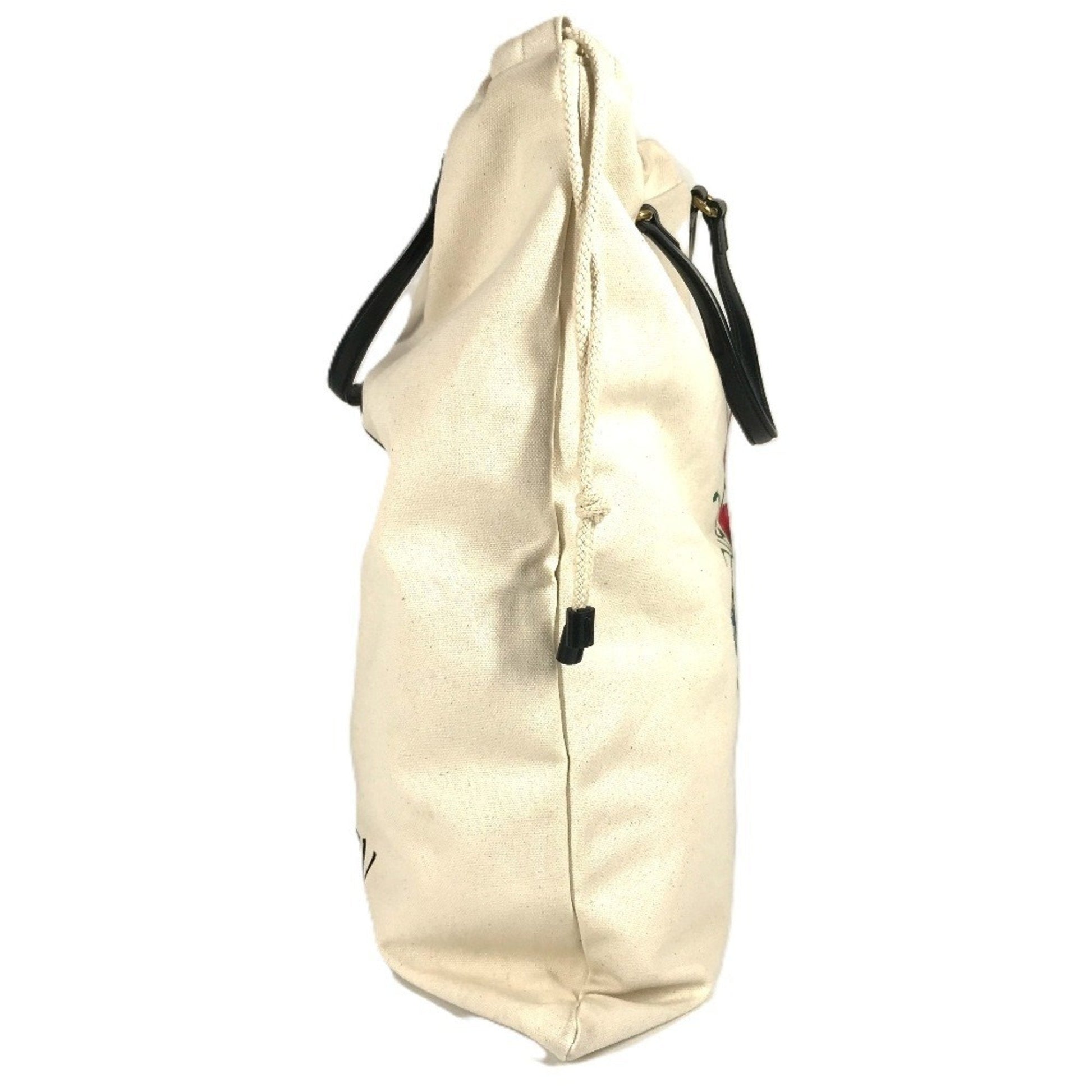 Gucci Black White Leather Canvas Shoulder Bag Tote Bag