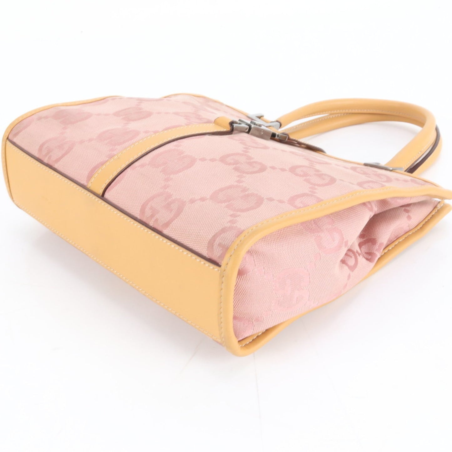 Gucci Pink Leather Canvas Handbag