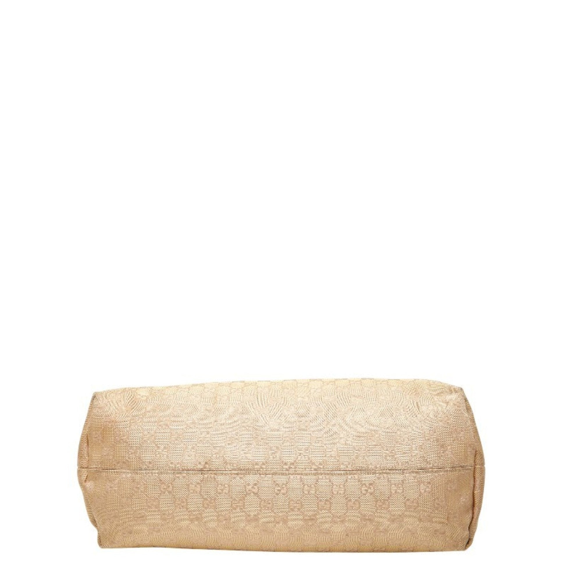 Gucci Beige Gold Canvas Leather Handbag Tote Bag