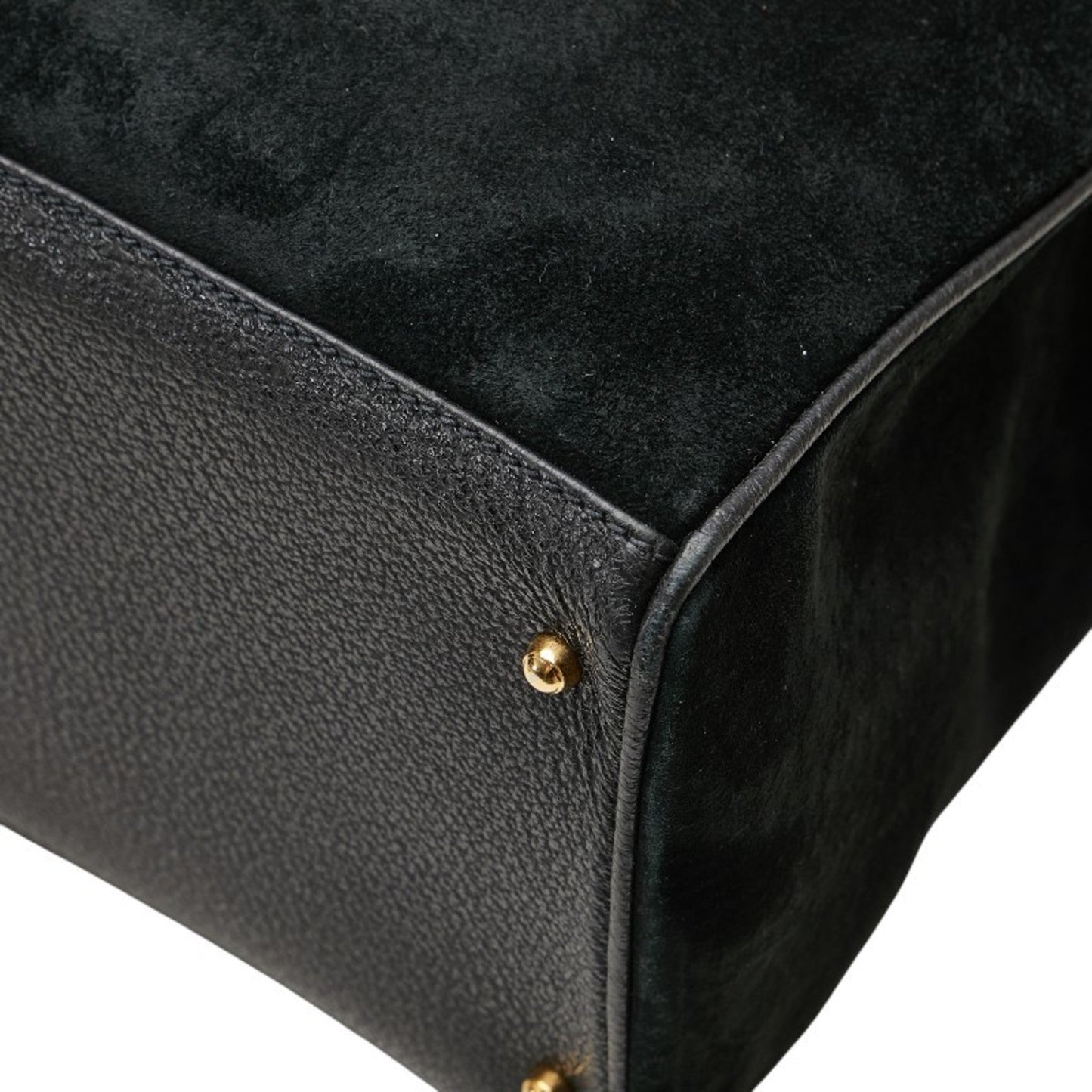 Gucci Bamboo Black Suede Leather Shoulder Bag Tote Bag