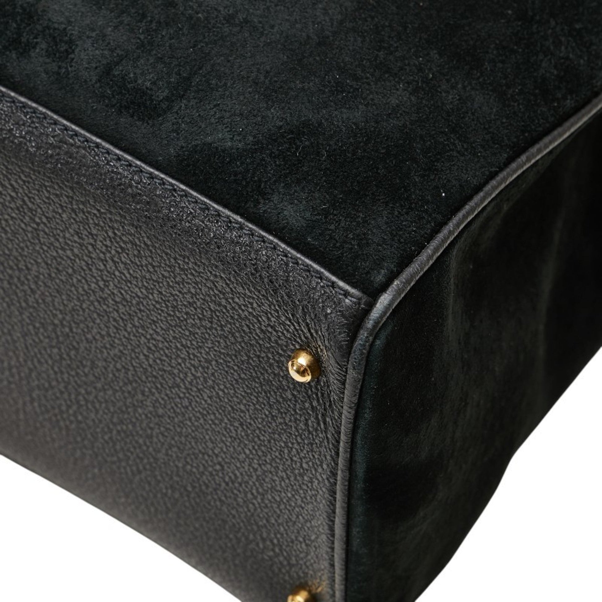 Gucci Bamboo Black Suede Leather Shoulder Bag Tote Bag