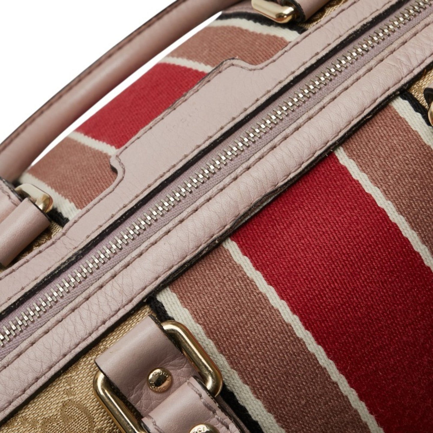 Gucci Beige Pink Canvas Leather Handbag Shoulder Bag