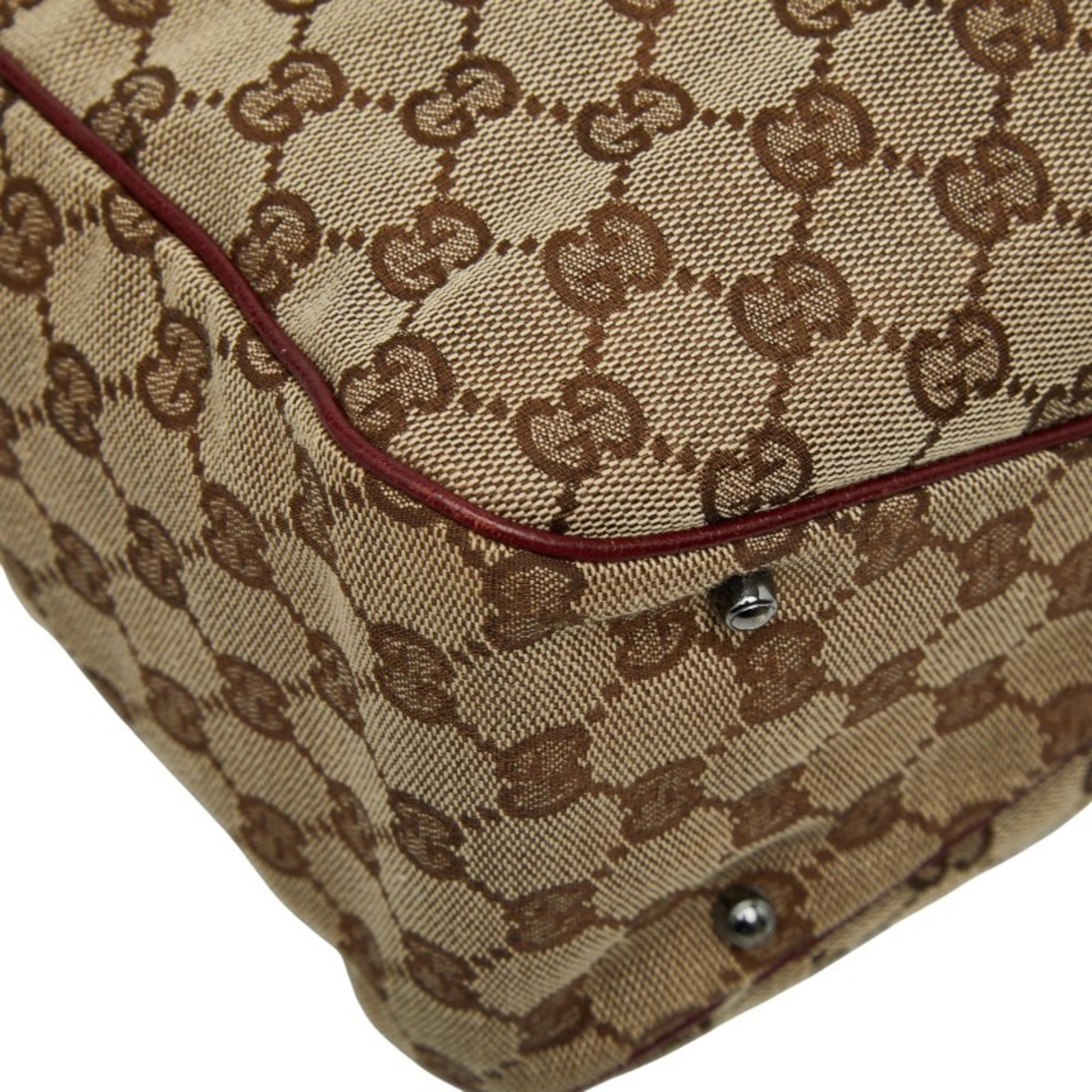 Gucci Beige Red Color Canvas Leather Handbag Tote Bag