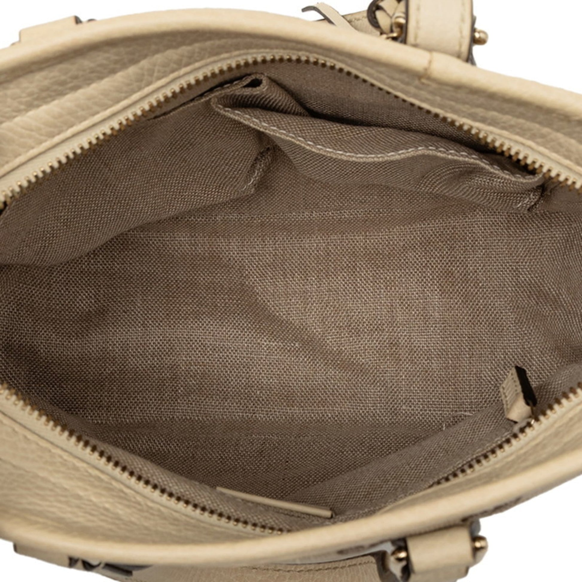 Gucci Beige White Canvas Leather Handbag Shoulder Bag