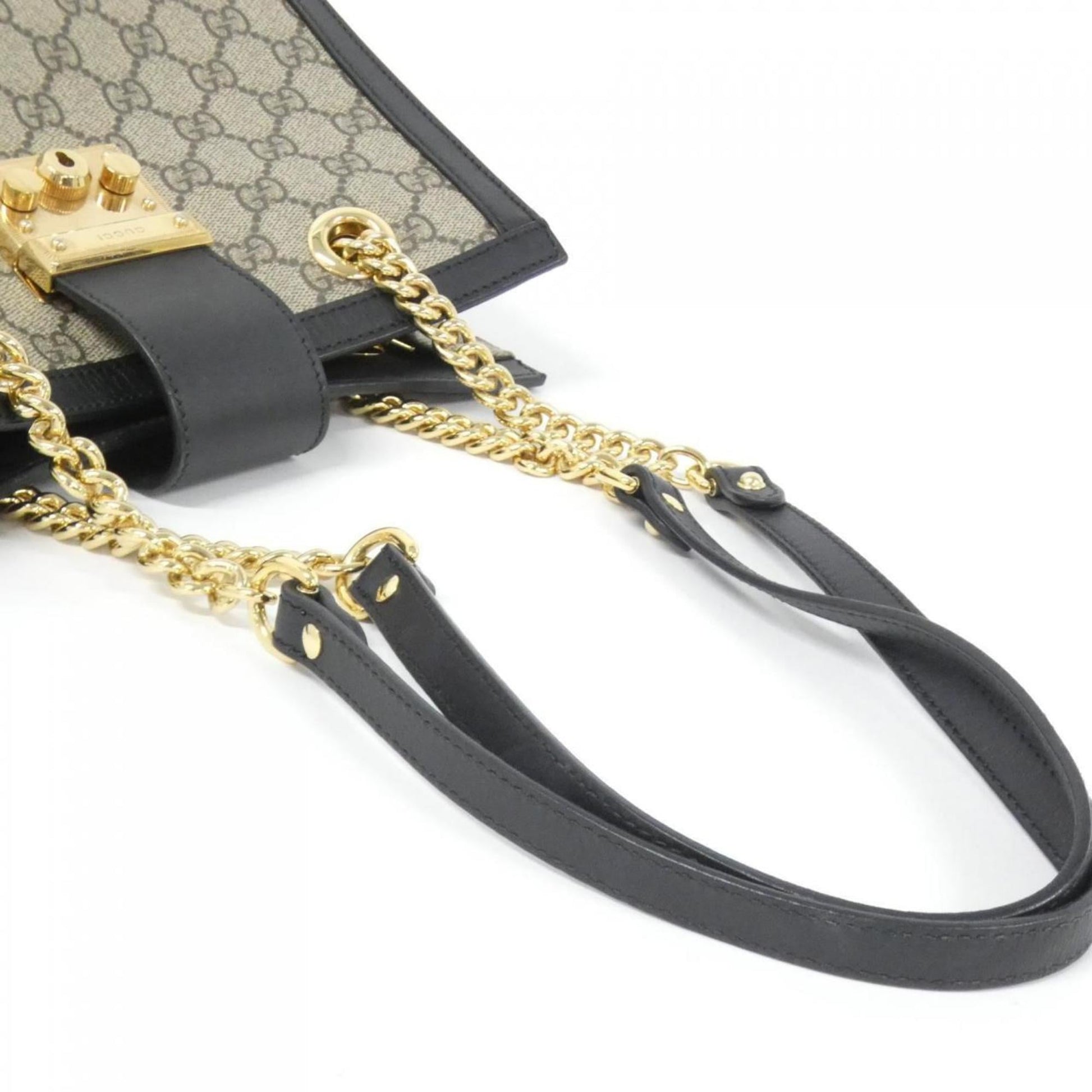 Gucci Beige Black Gg Supreme Leather Shoulder Bag