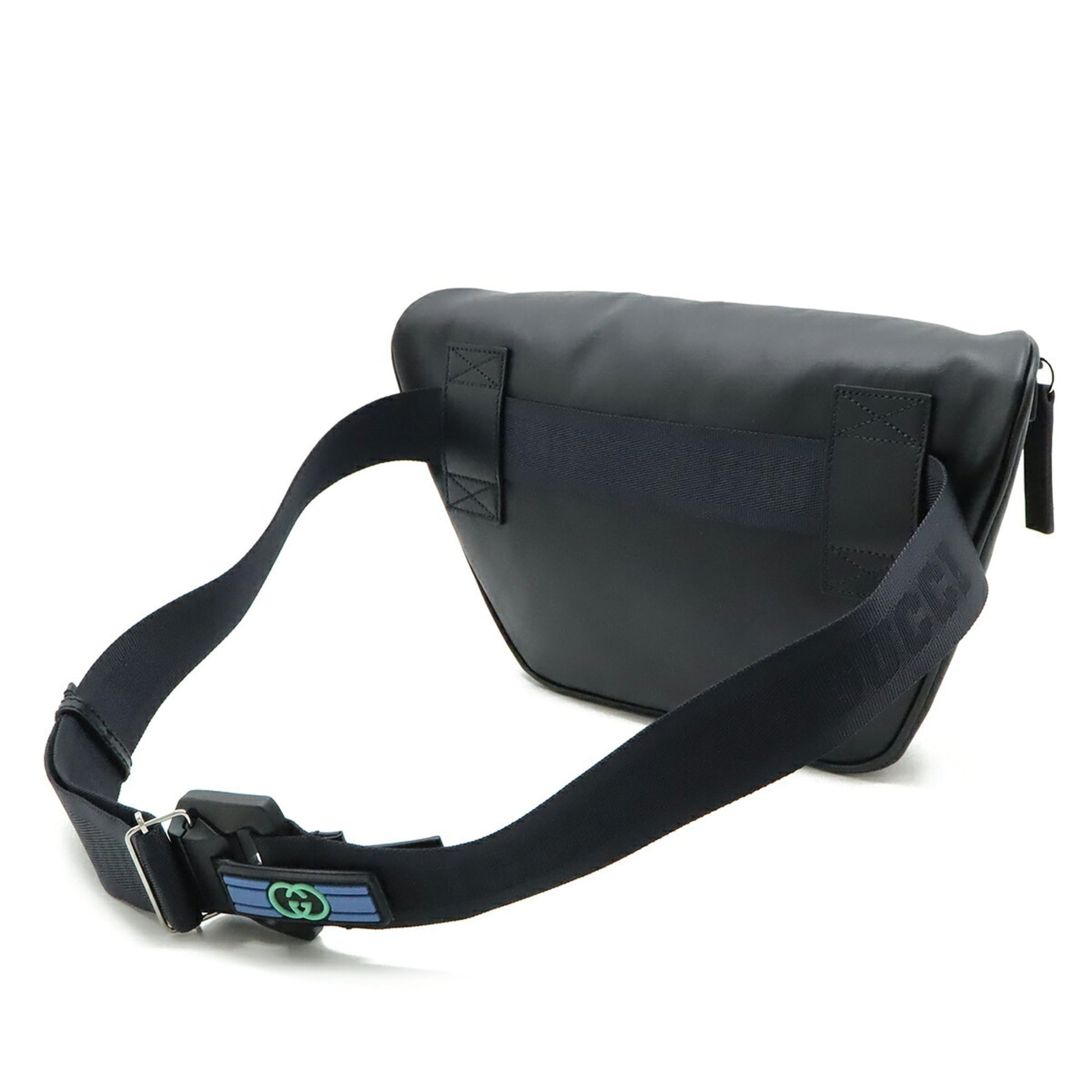 Gucci Black Blue Green Vinyl Leather Fanny Pack
