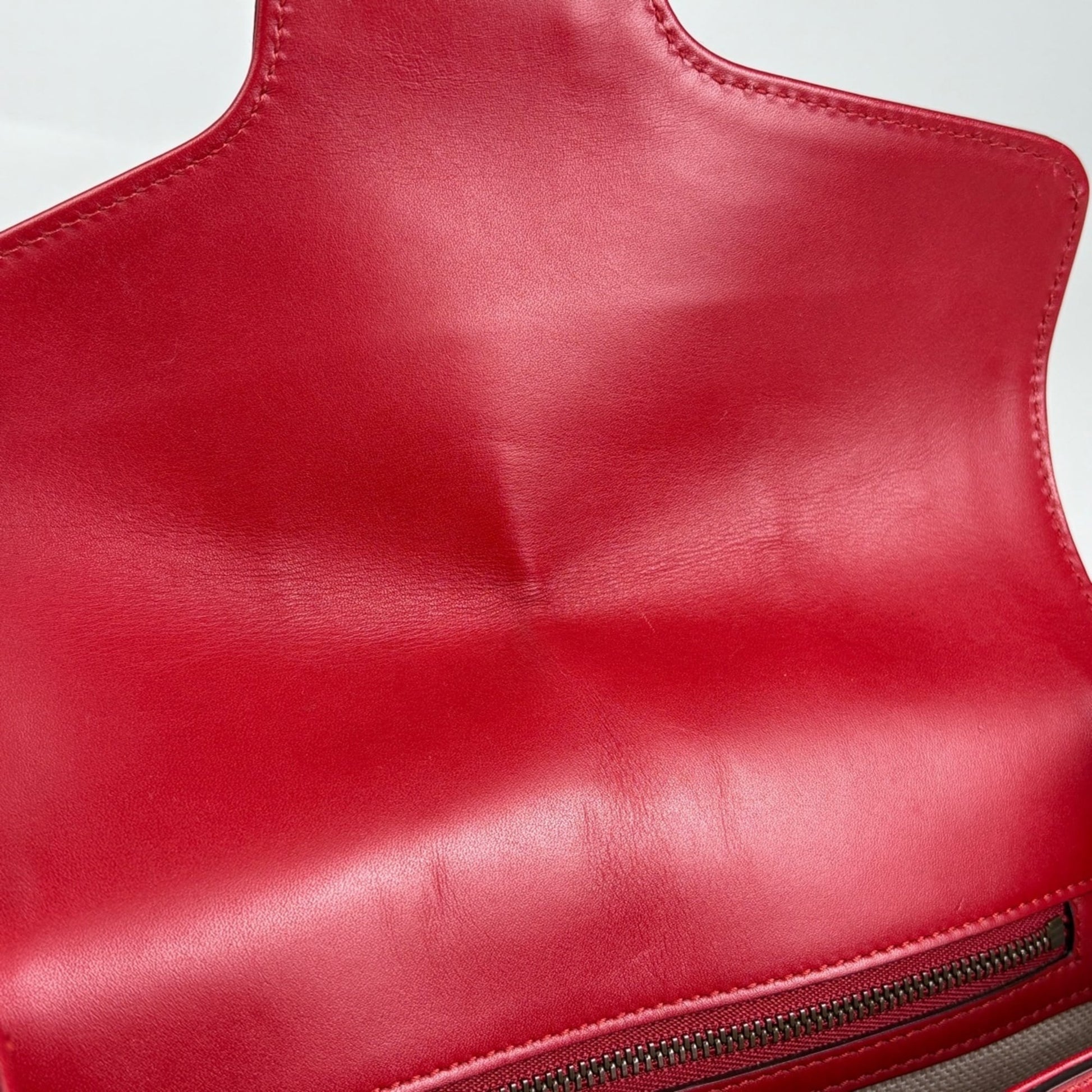 Gucci Red Brown Gg Canvas Leather Shoulder Bag