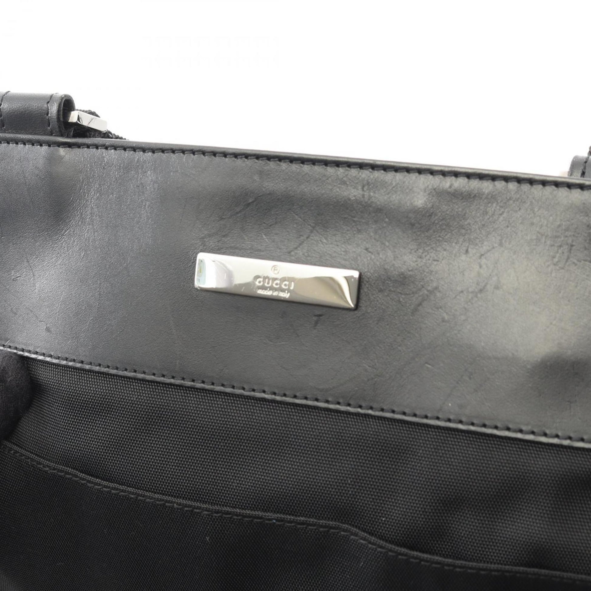 Gucci Black Canvas Leather Shoulder Bag