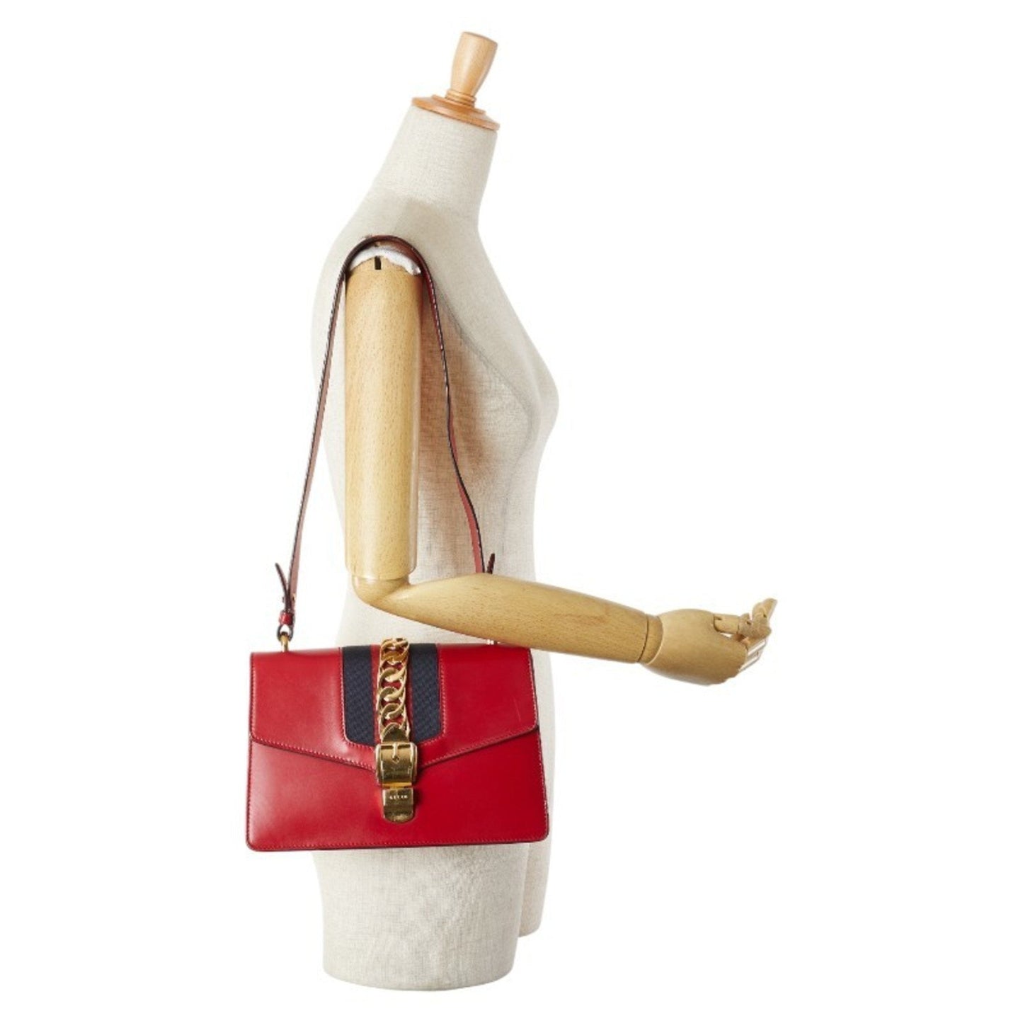 Gucci Navy Red Color Leather Shoulder Bag