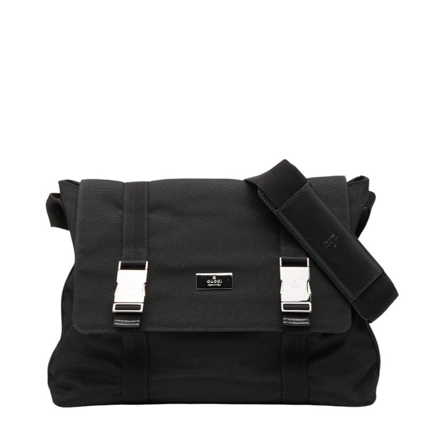 Gucci Black Nylon Leather Messenger Bag Shoulder Bag