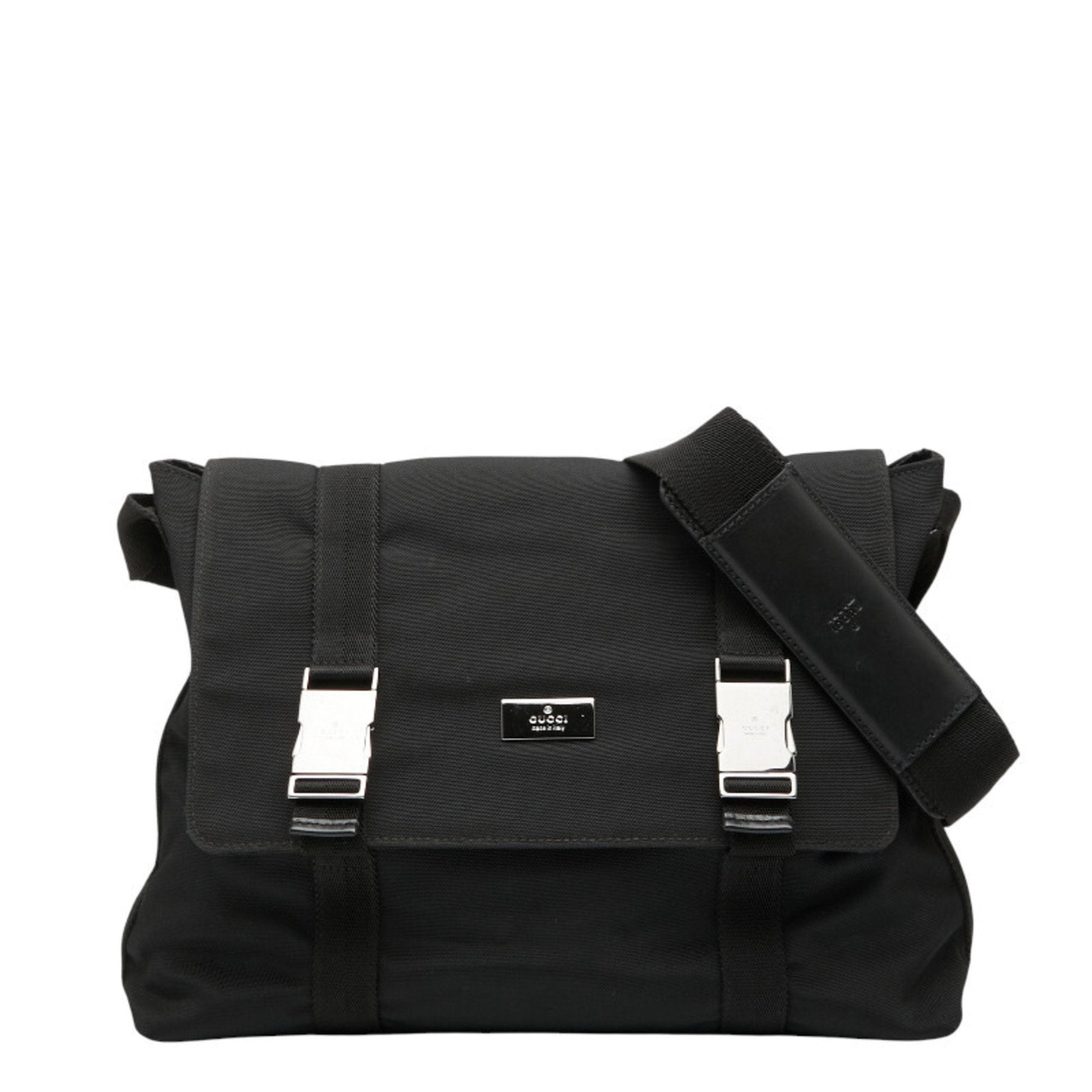Gucci Black Nylon Leather Messenger Bag Shoulder Bag